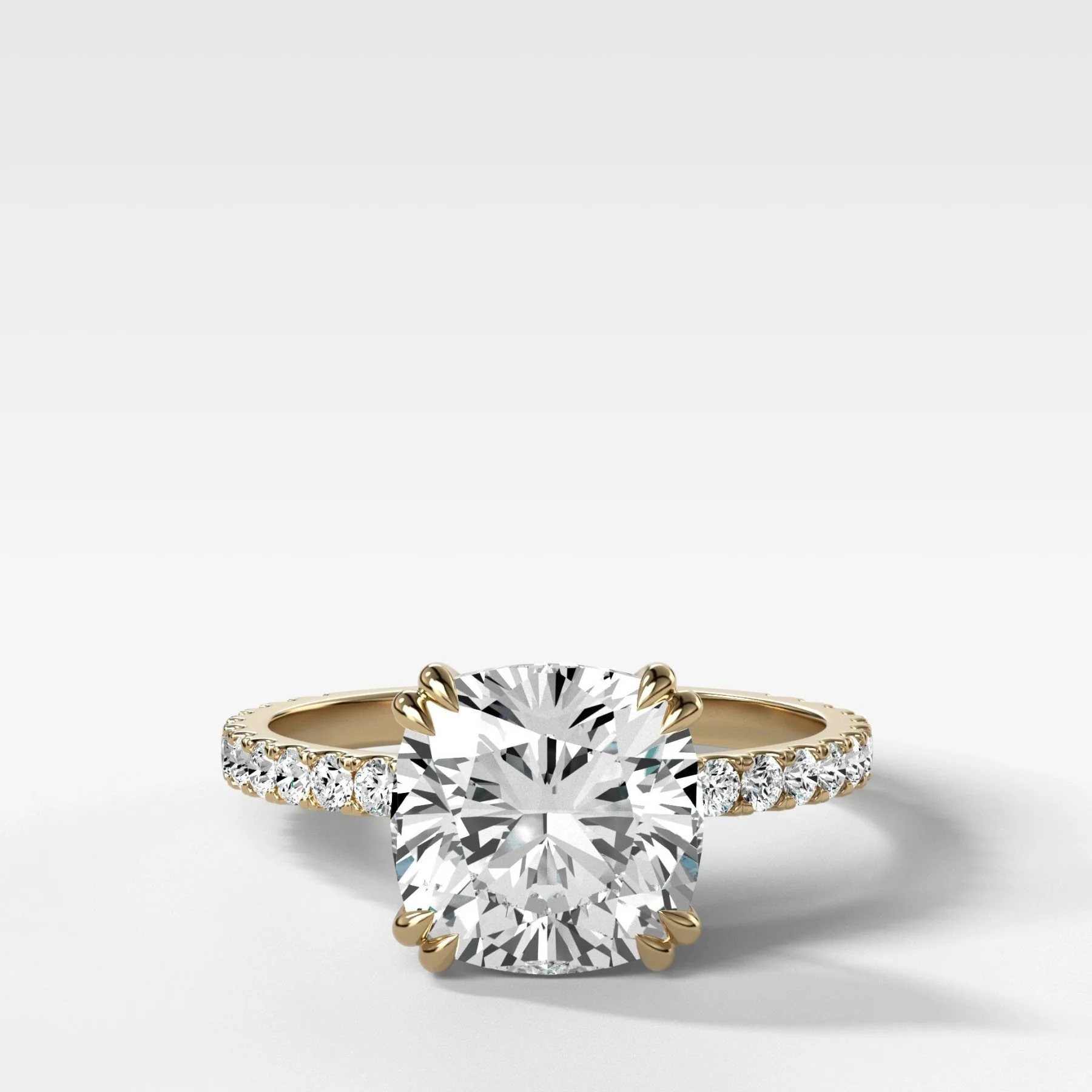 Signature Pavé Engagement Ring With Cushion Cut Diamond