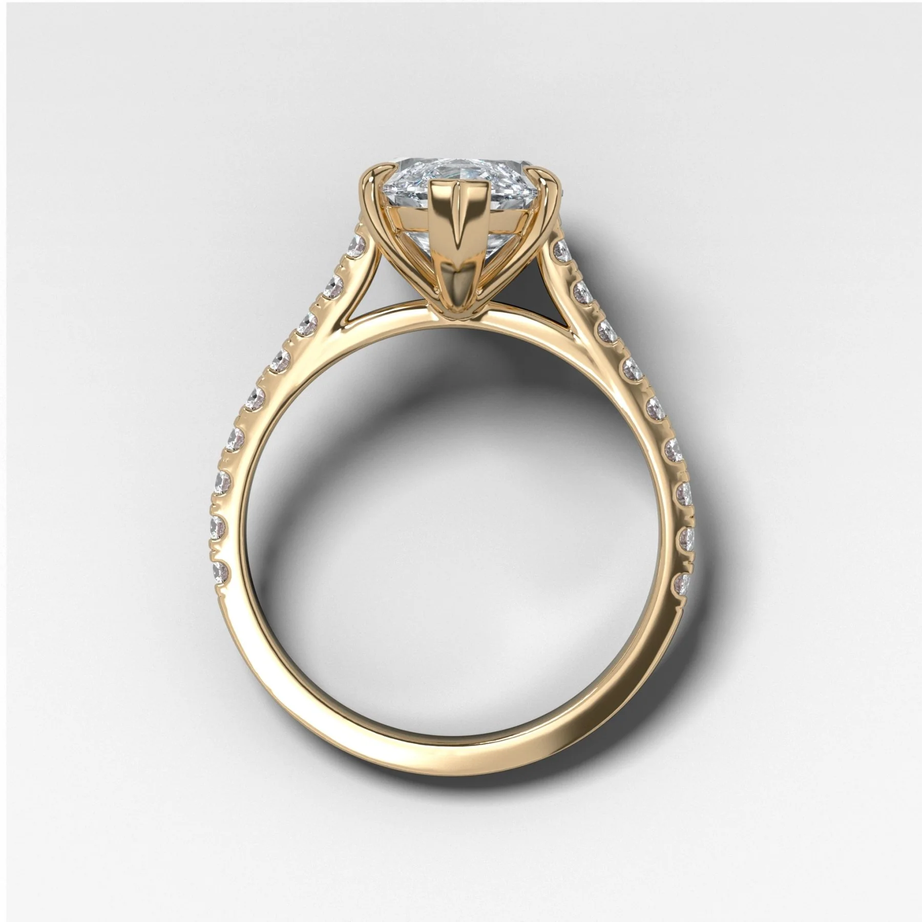 Signature Pavé Engagement Ring With North South Marquise Cut Diamond - Image 2