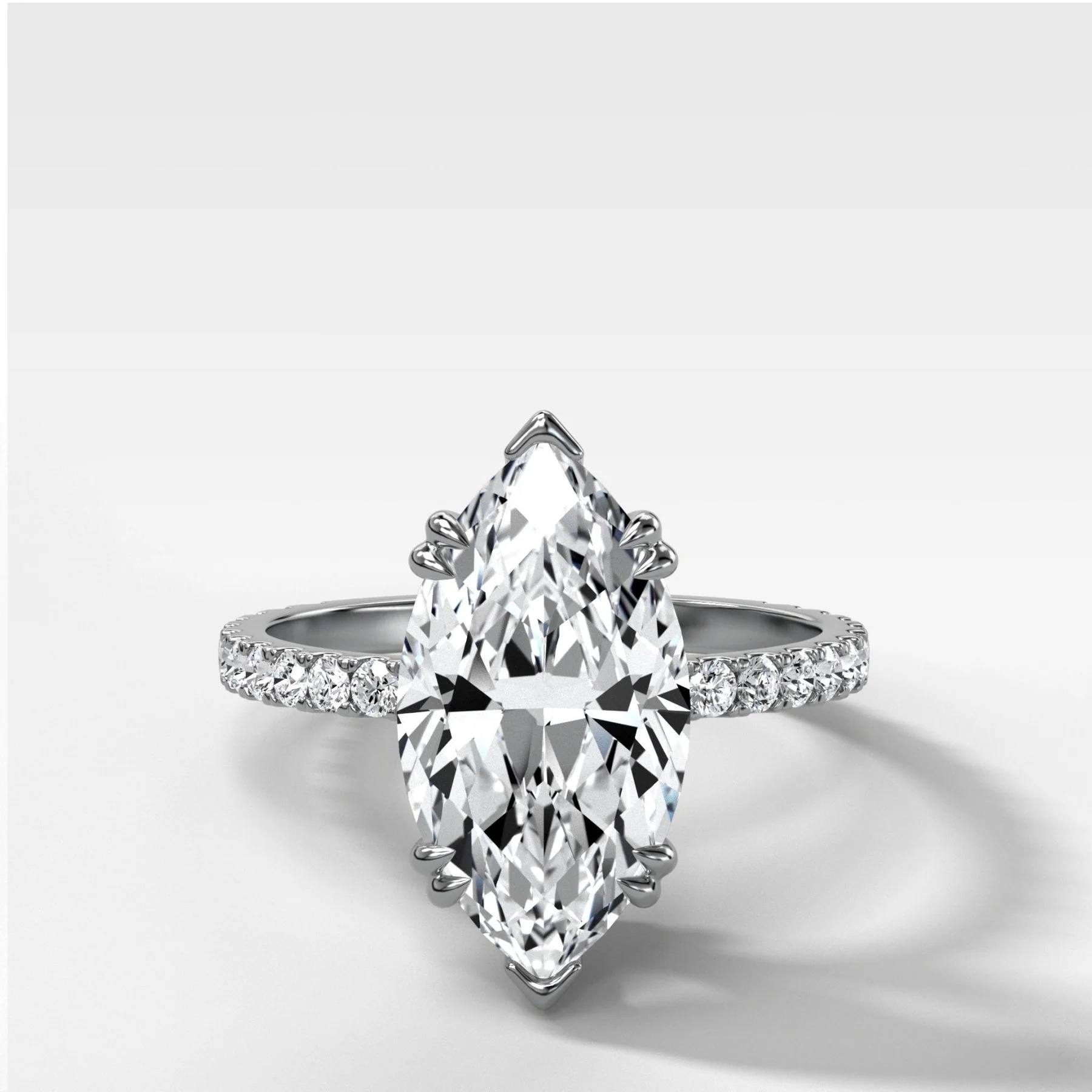 Signature Pavé Engagement Ring With North South Marquise Cut Diamond - Image 3