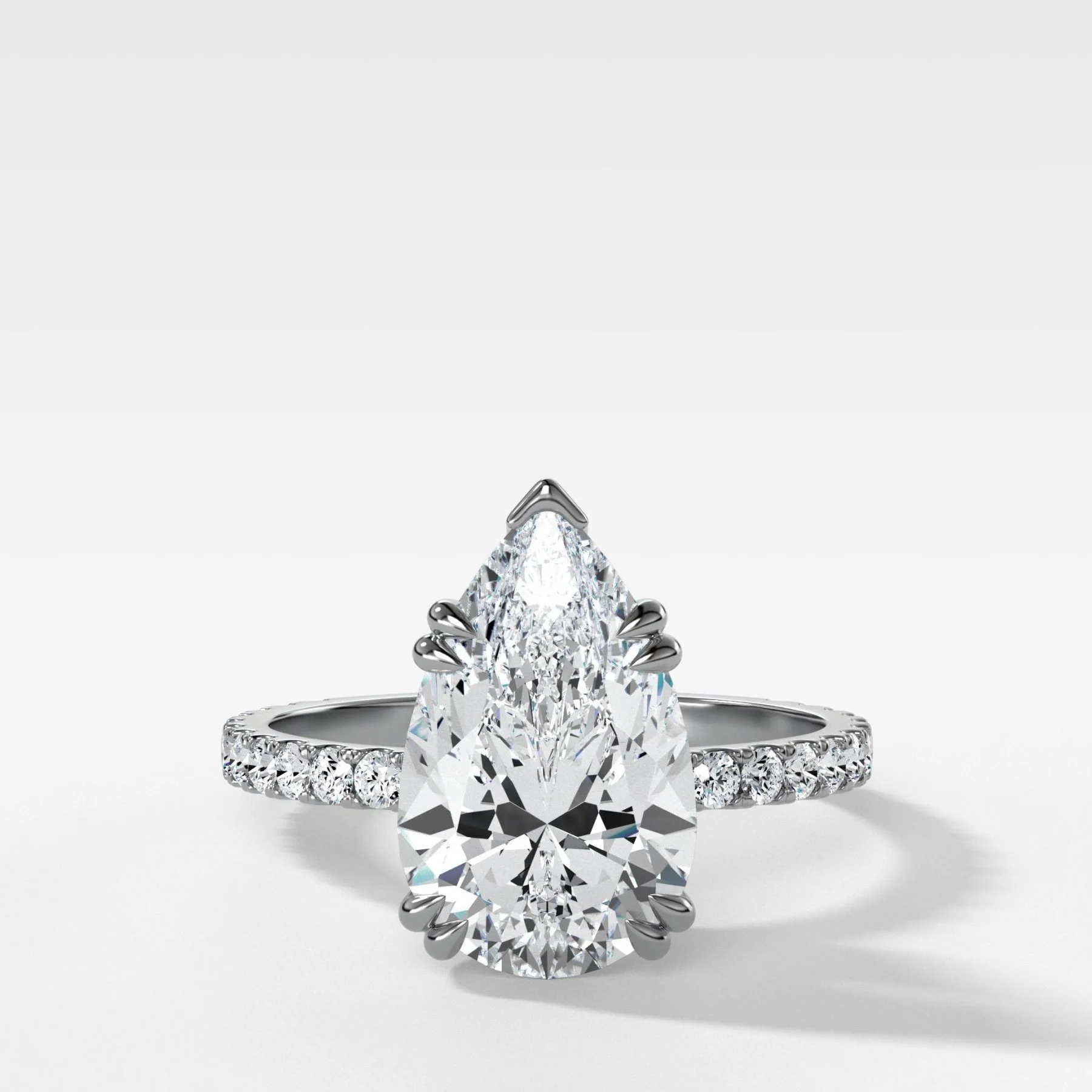 Signature Pavé Engagement Ring With Pear Cut Diamond - Image 3