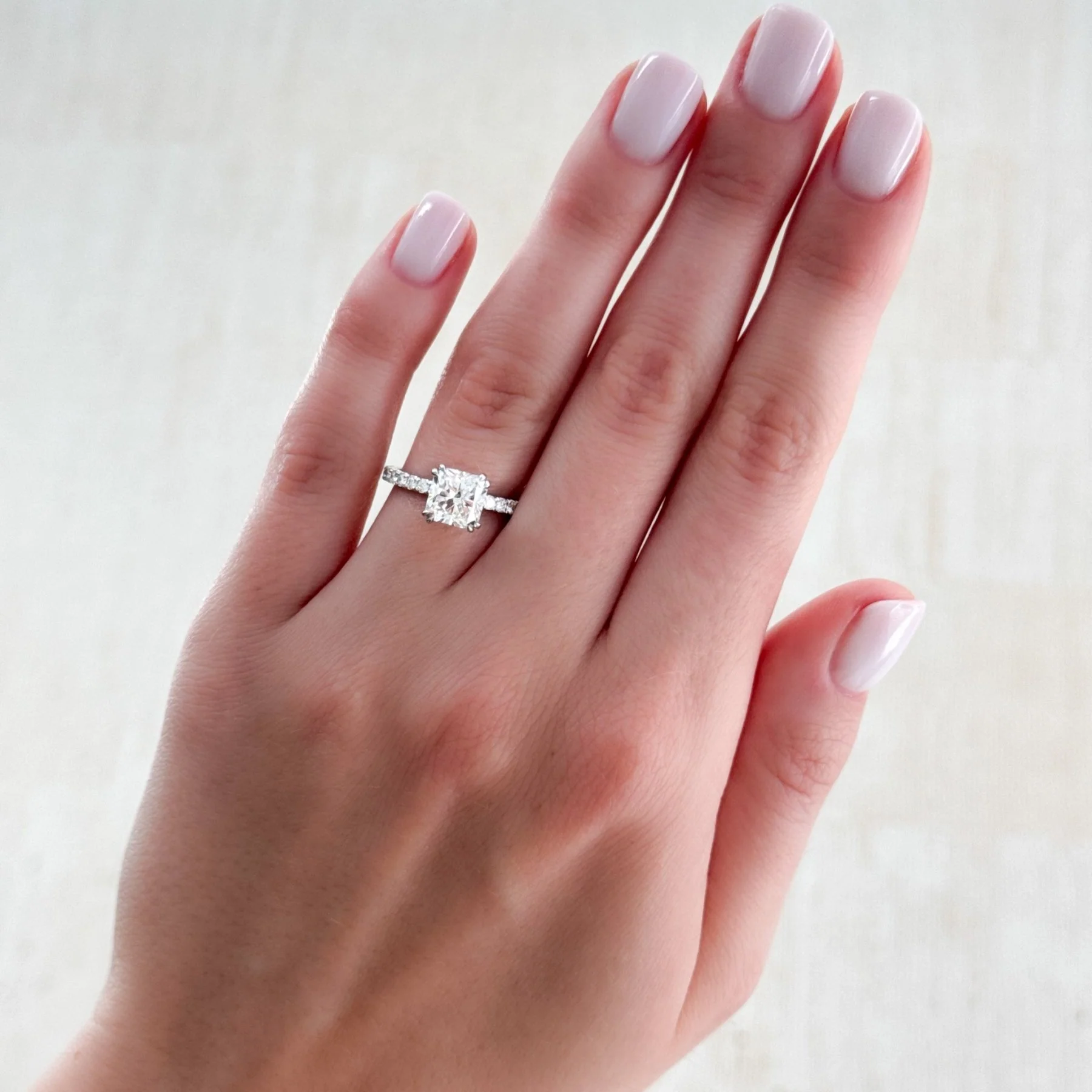 Signature Pavé Engagement Ring With Princess Cut Diamond - Image 3