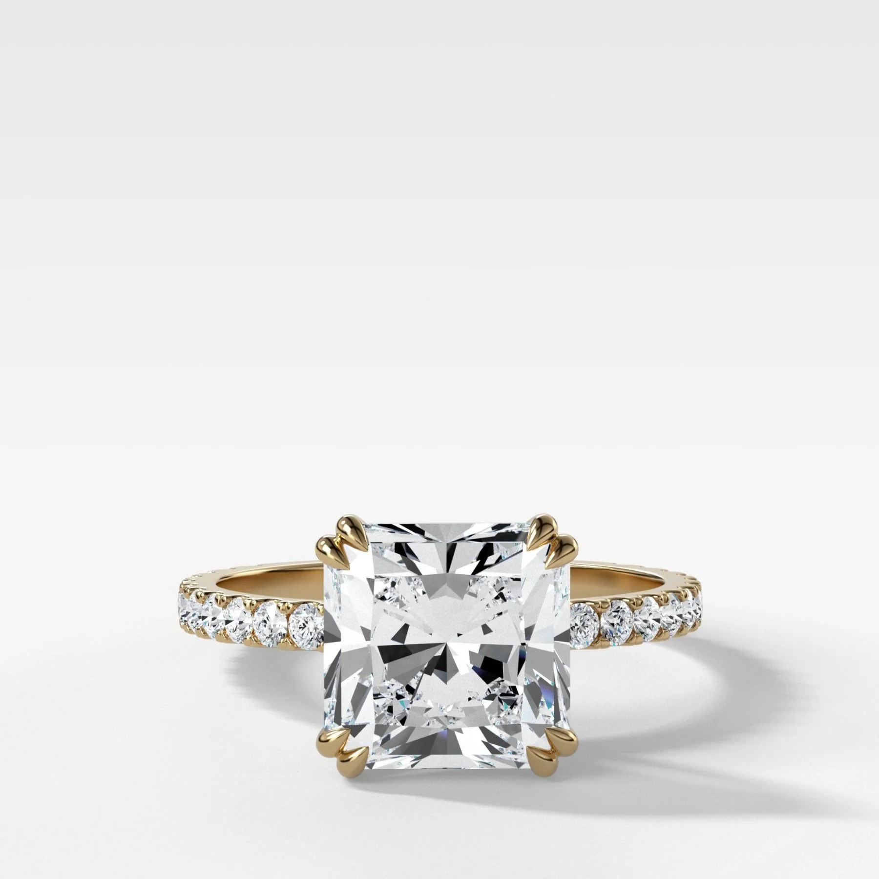 Signature Pavé Engagement Ring With Radiant Square Cut Diamond