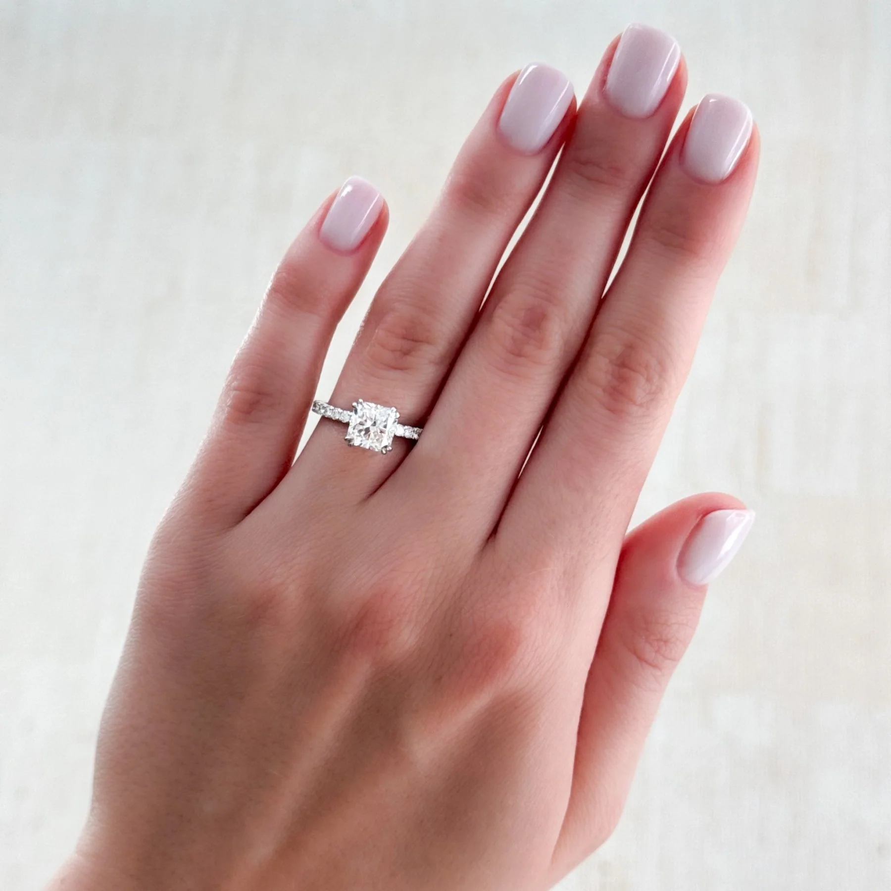 Signature Pavé Engagement Ring With Radiant Square Cut Diamond - Image 3