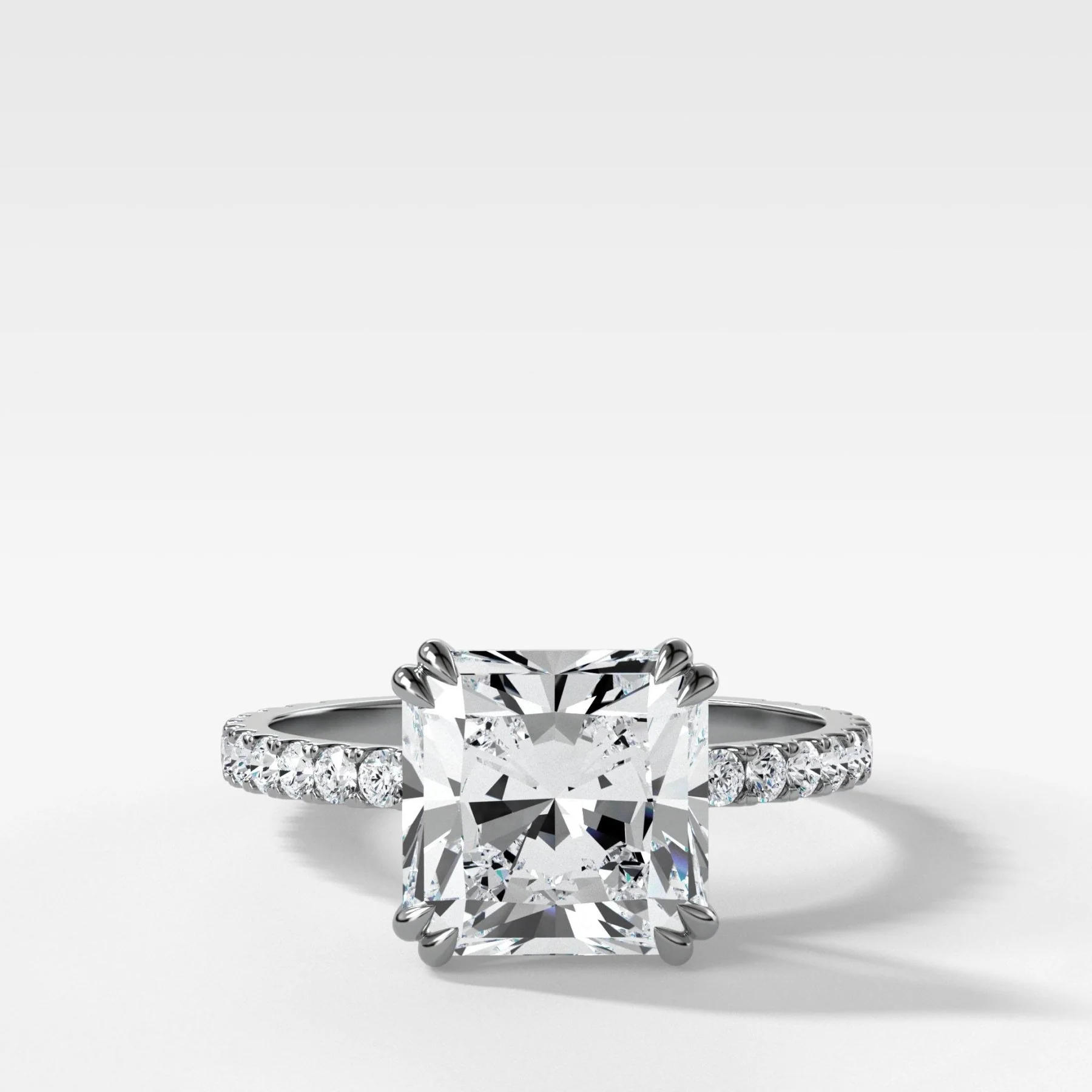 Signature Pavé Engagement Ring With Radiant Square Cut Diamond - Image 4