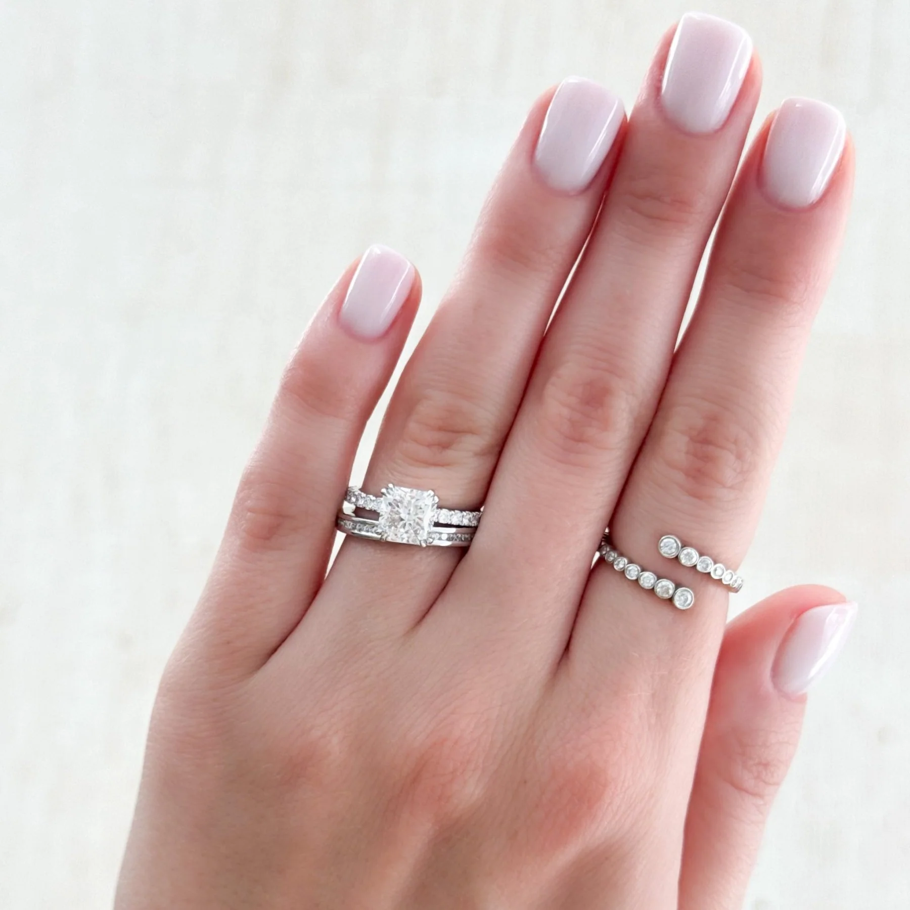 Signature Pavé Engagement Ring With Radiant Square Cut Diamond - Image 6
