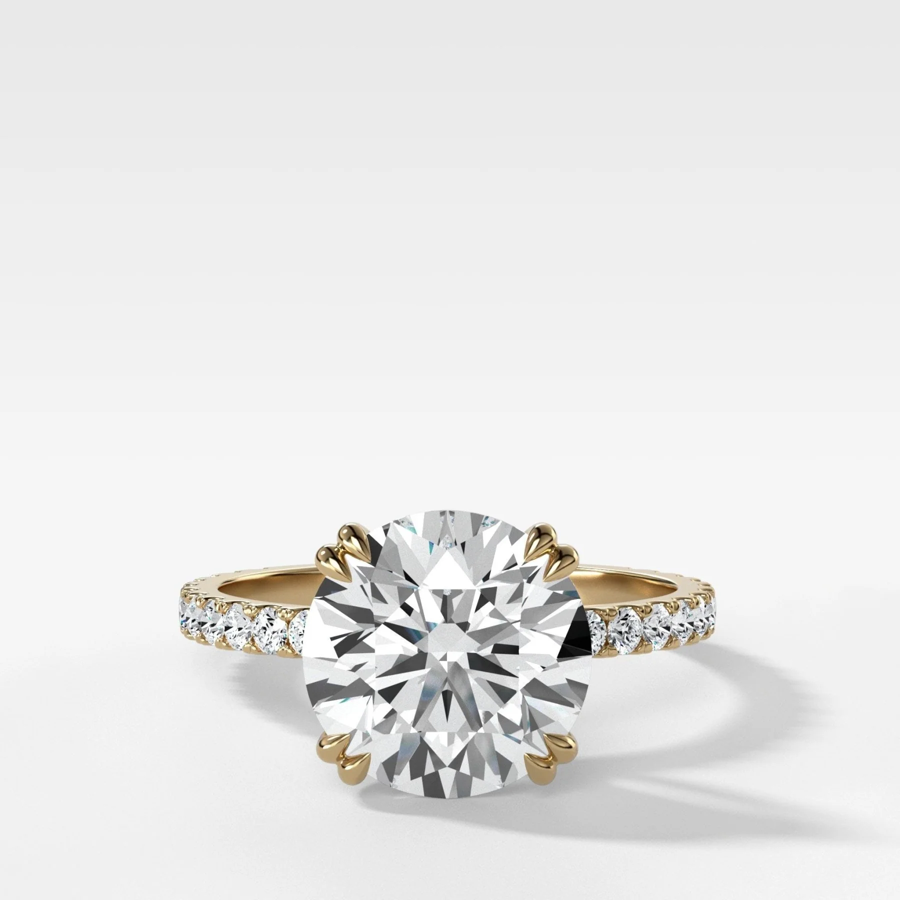 Signature Pavé Engagement Ring With Round Cut Diamond