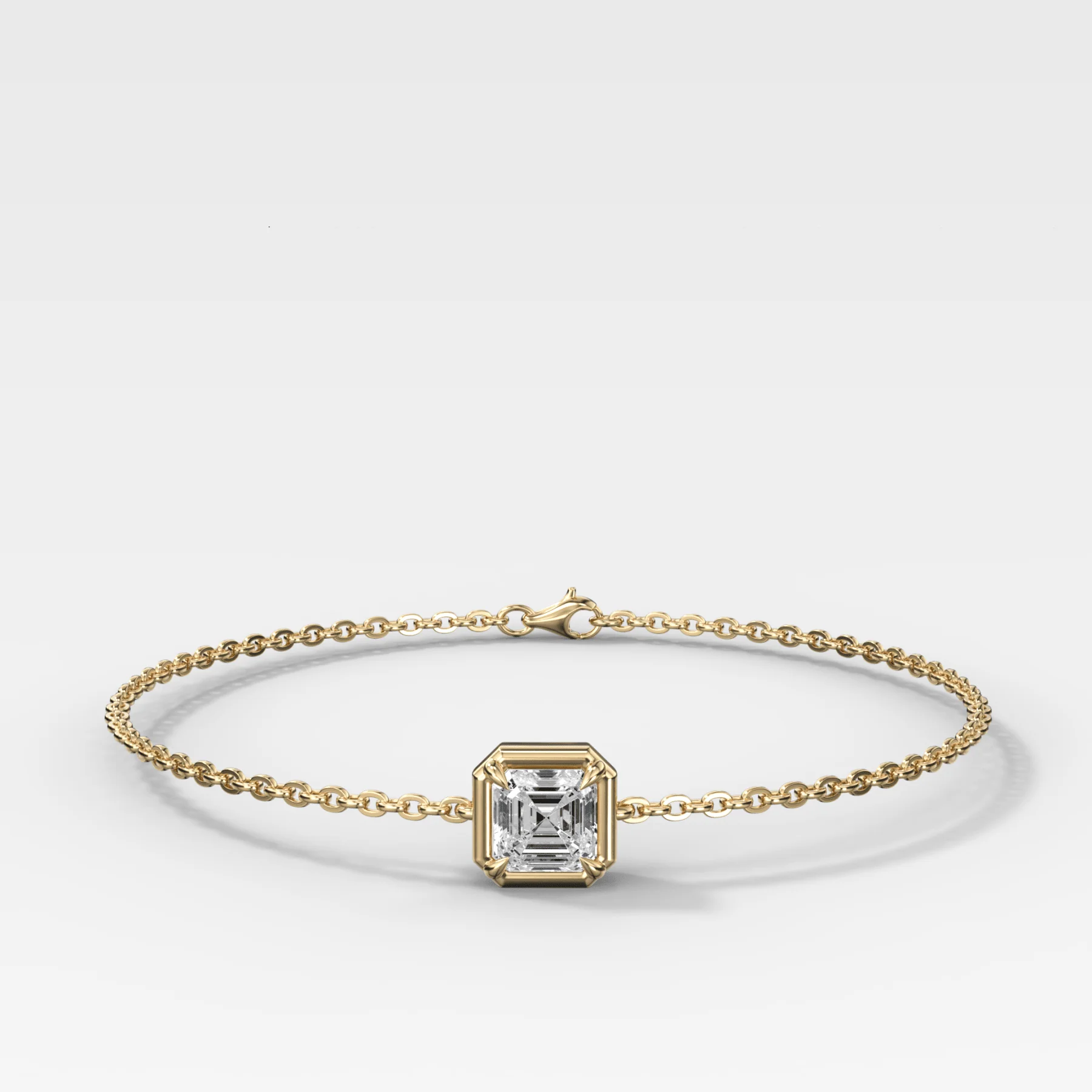 Single Stone Bezel Bracelet with Asscher Cut Diamond