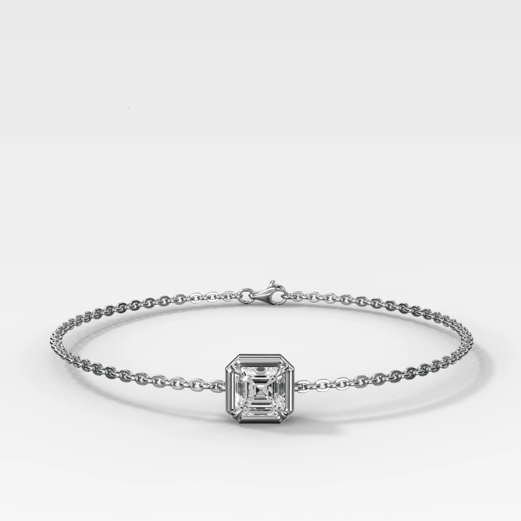Single Stone Bezel Bracelet with Asscher Cut Diamond - Image 2