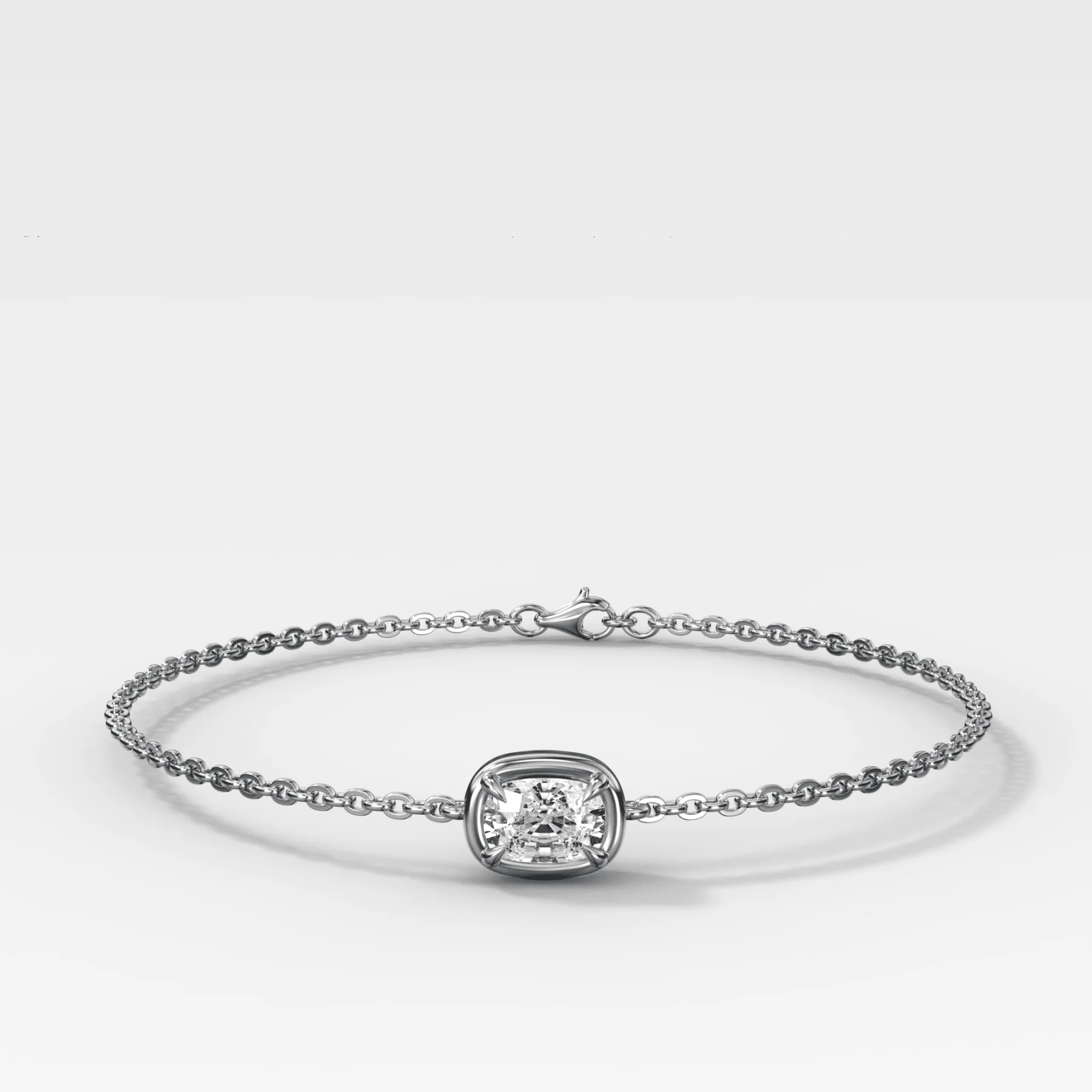 Single Stone Bezel Bracelet with East West Elongated Cushion Cut Diamond - Image 2