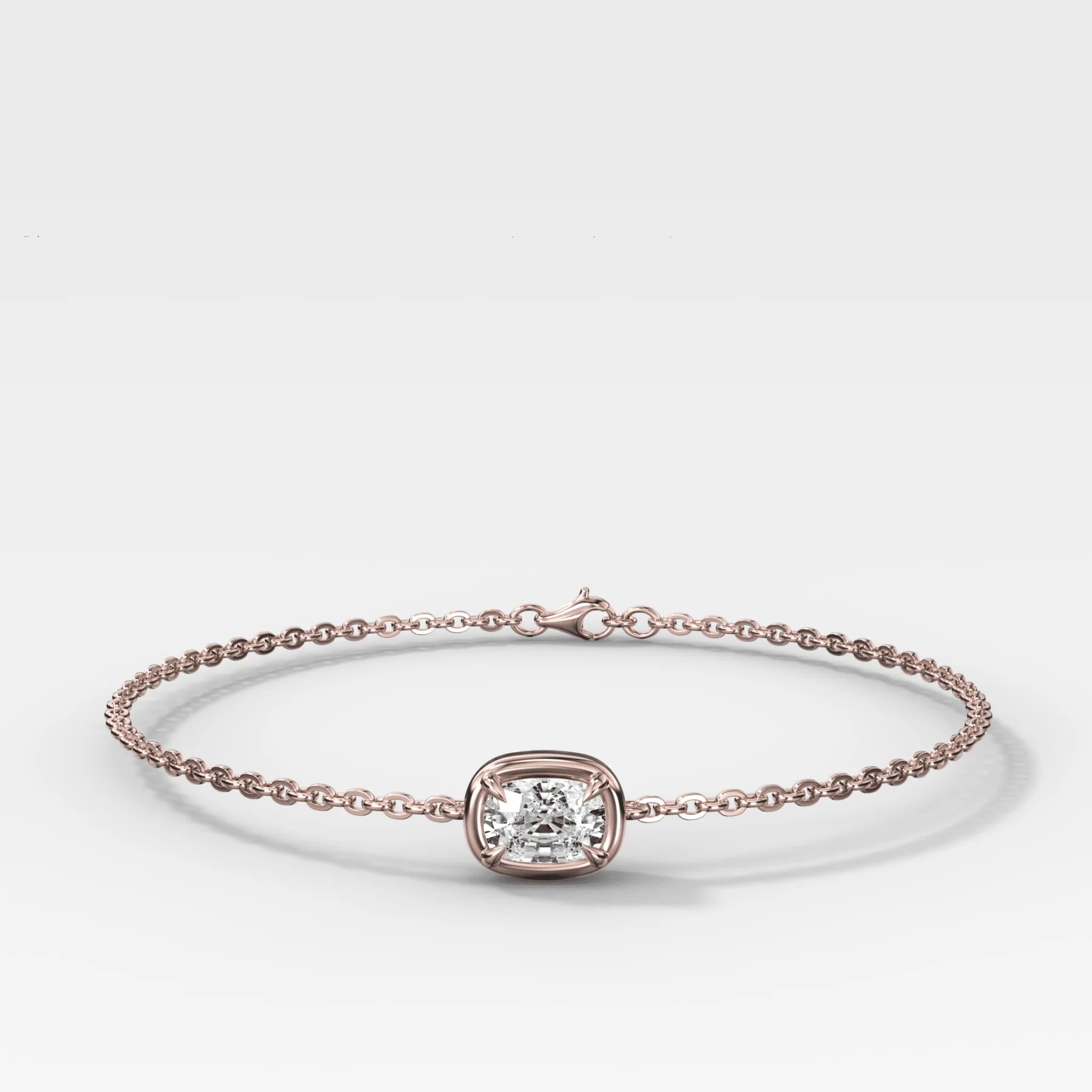 Single Stone Bezel Bracelet with East West Elongated Cushion Cut Diamond - Image 3