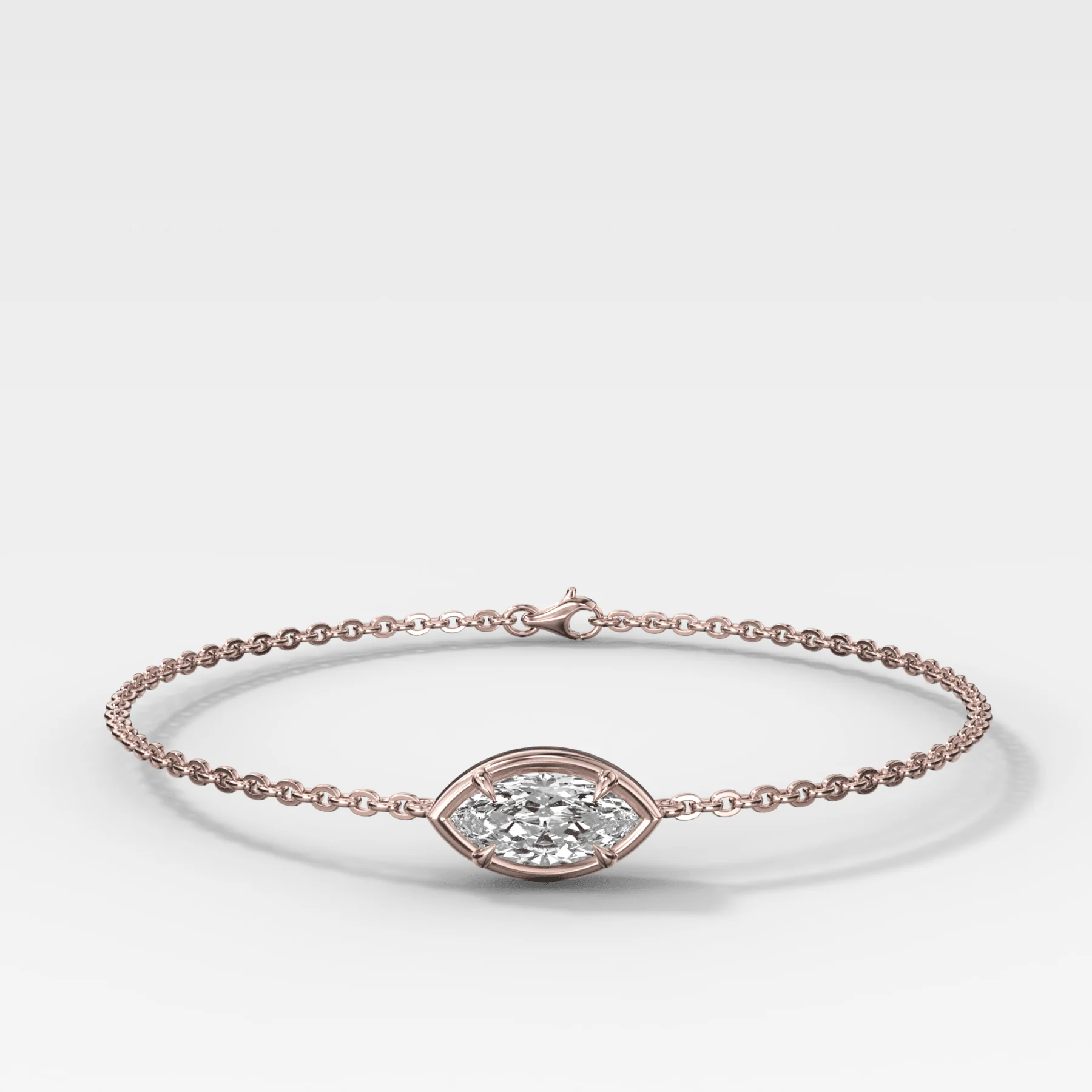 Single Stone Bezel Bracelet with East West Marquise Cut Diamond - Image 3