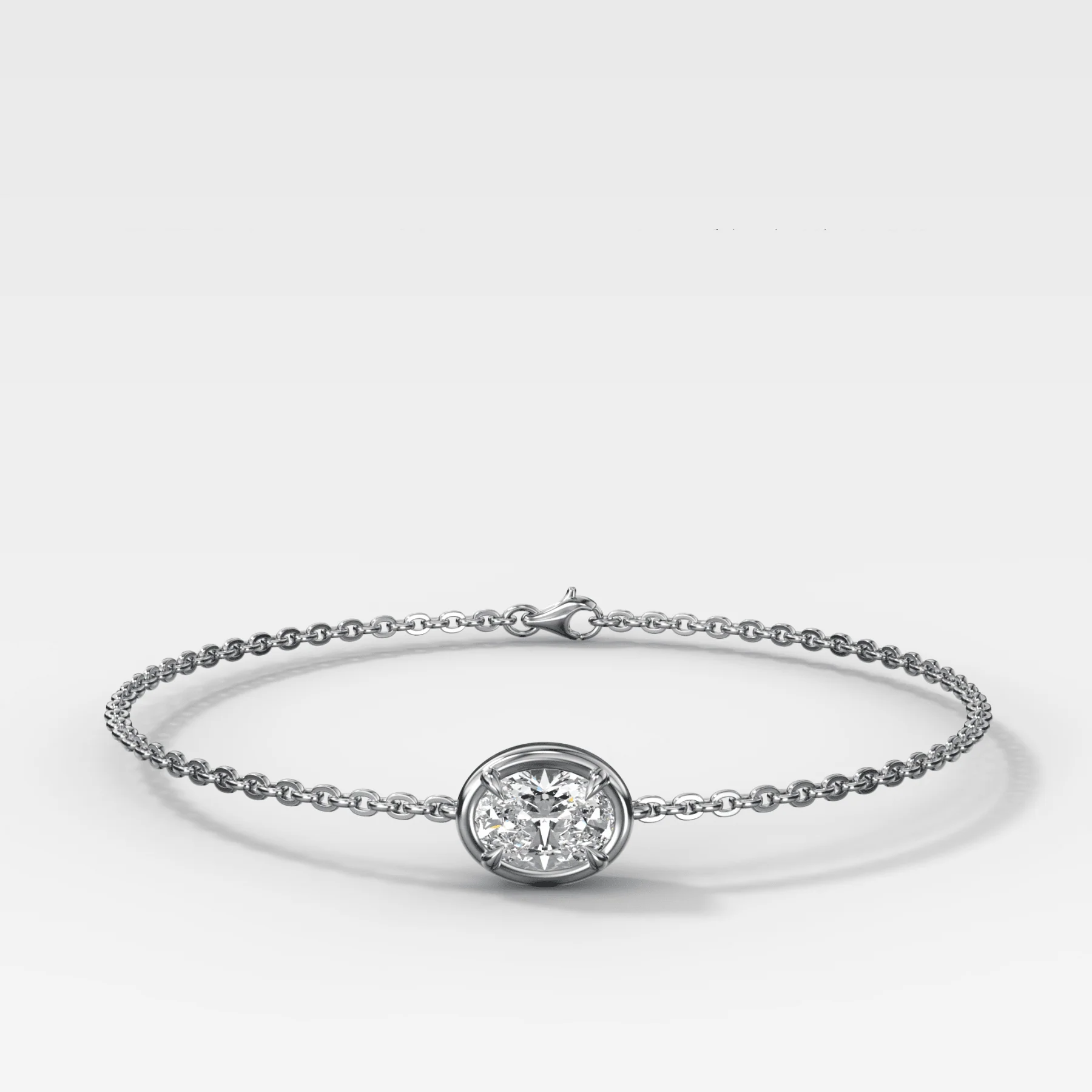 Single Stone Bezel Bracelet with East West Oval Cut Diamond - Image 2