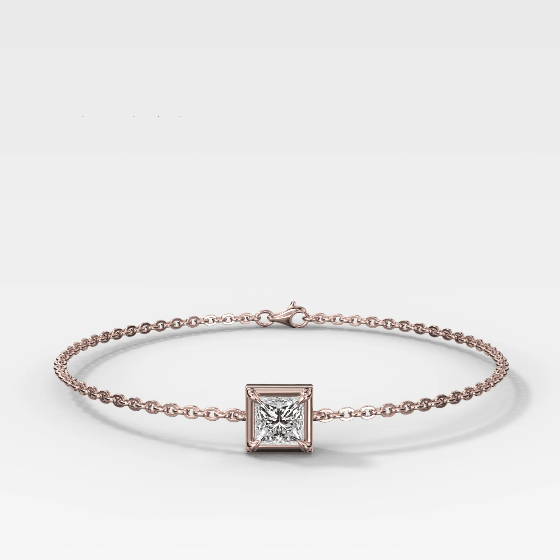 Single Stone Bezel Bracelet with Princess Cut Diamond - Image 3