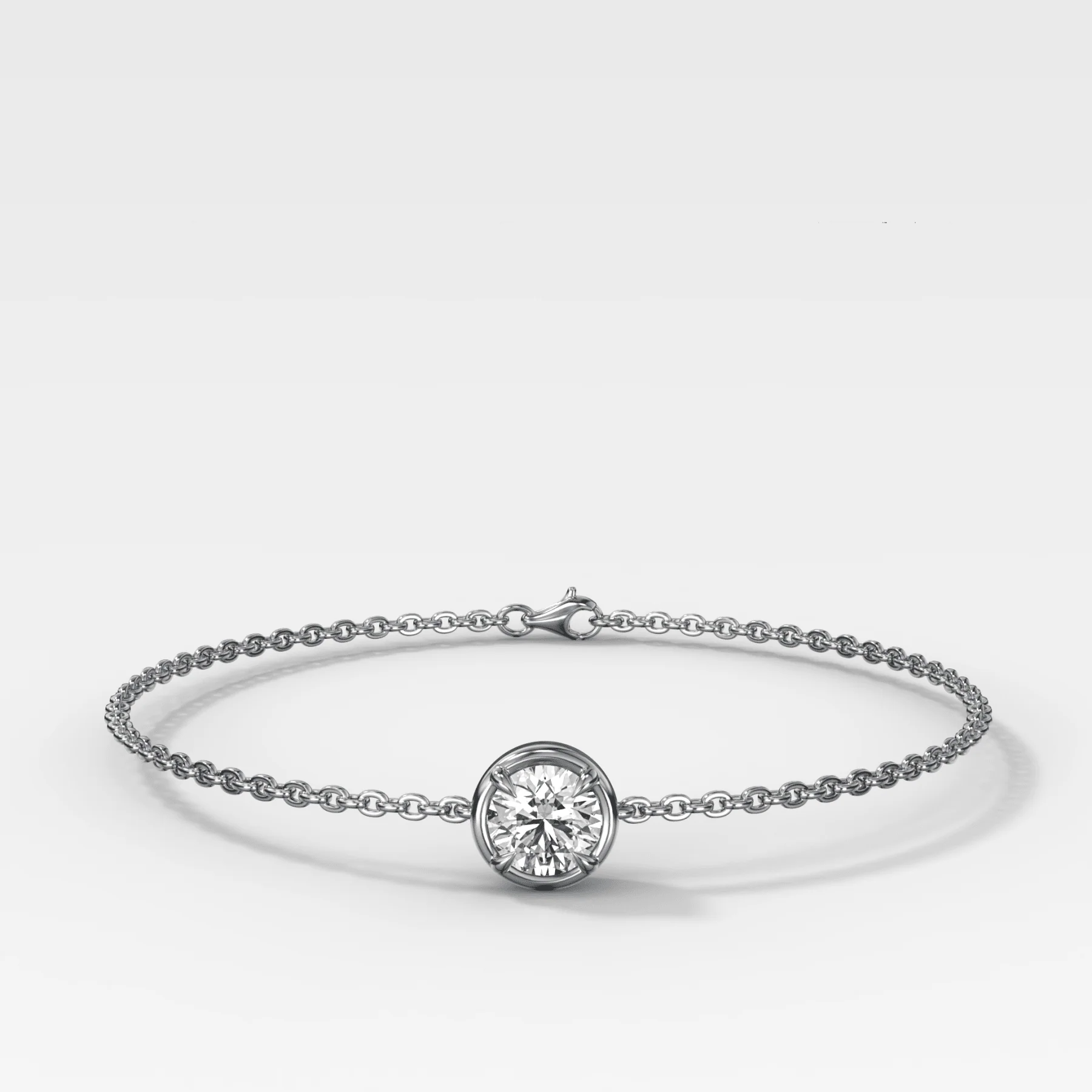 Single Stone Bezel Bracelet with Round Cut Diamond - Image 2