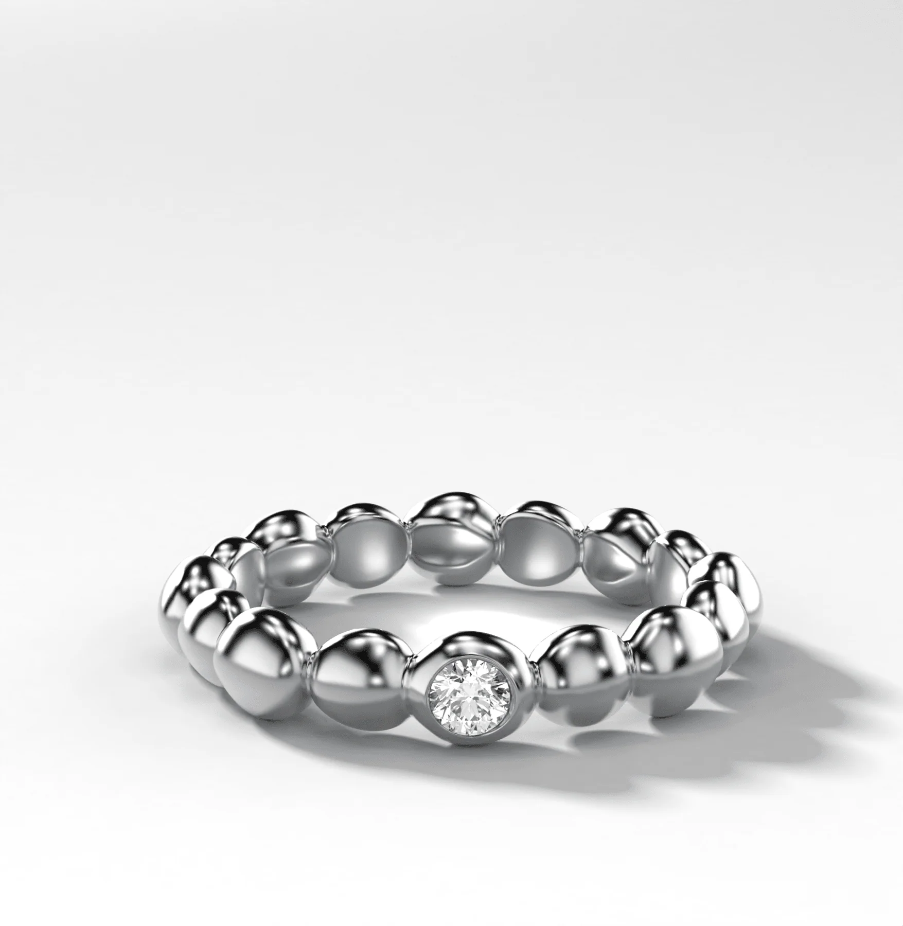 Single Stone Bubble Wedding Band - Image 2