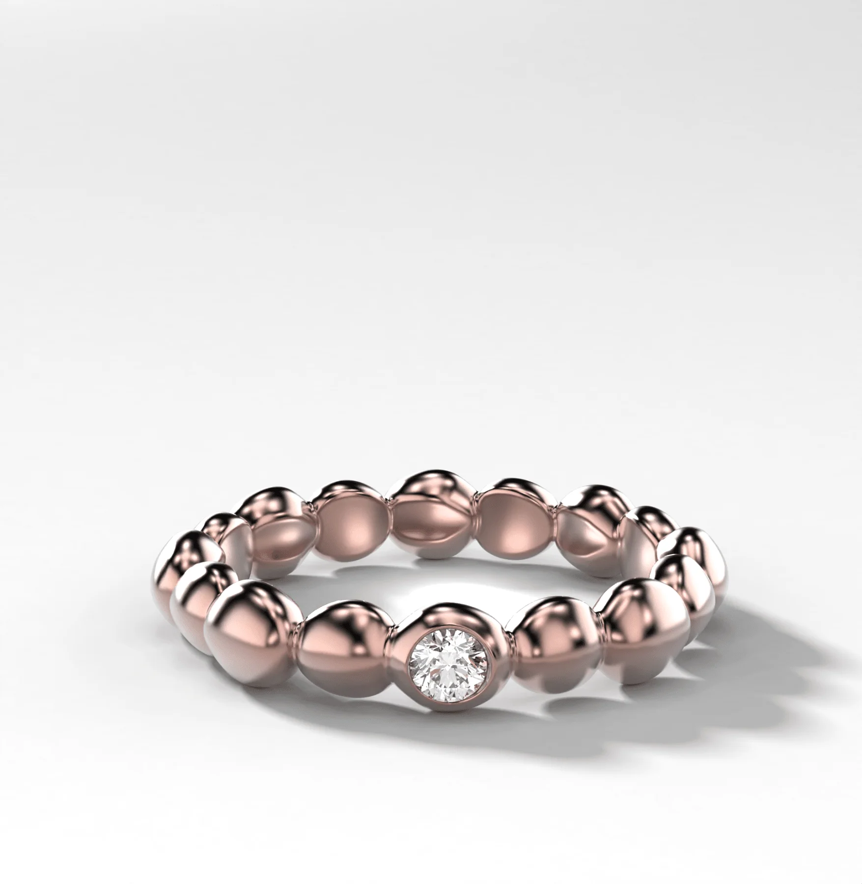 Single Stone Bubble Wedding Band - Image 3