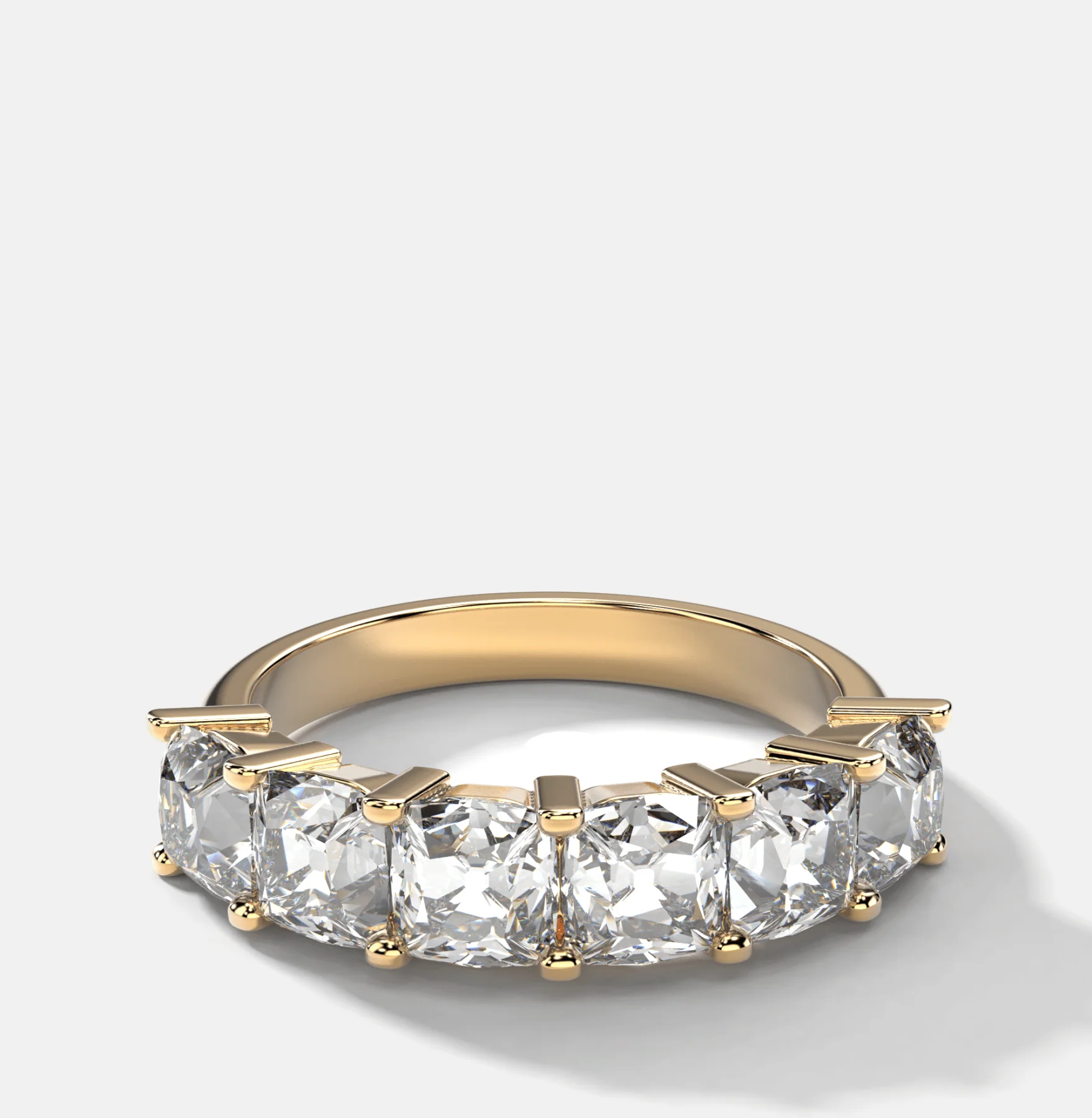 Six Stone Shared Prong Diamond Band With Old Mine Cuts (3.30ctw)