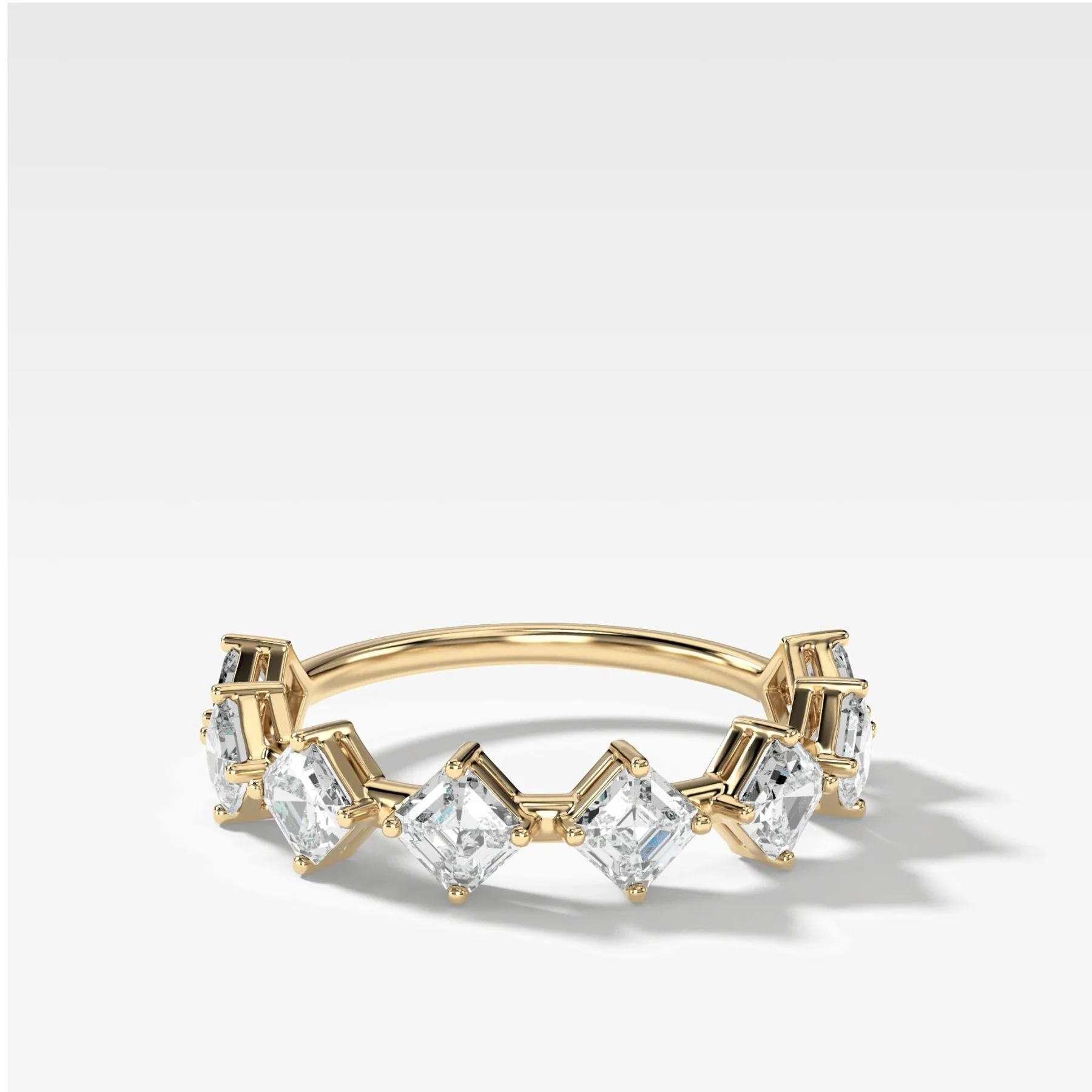 Spaced Asscher Cut Diamond Wedding Band