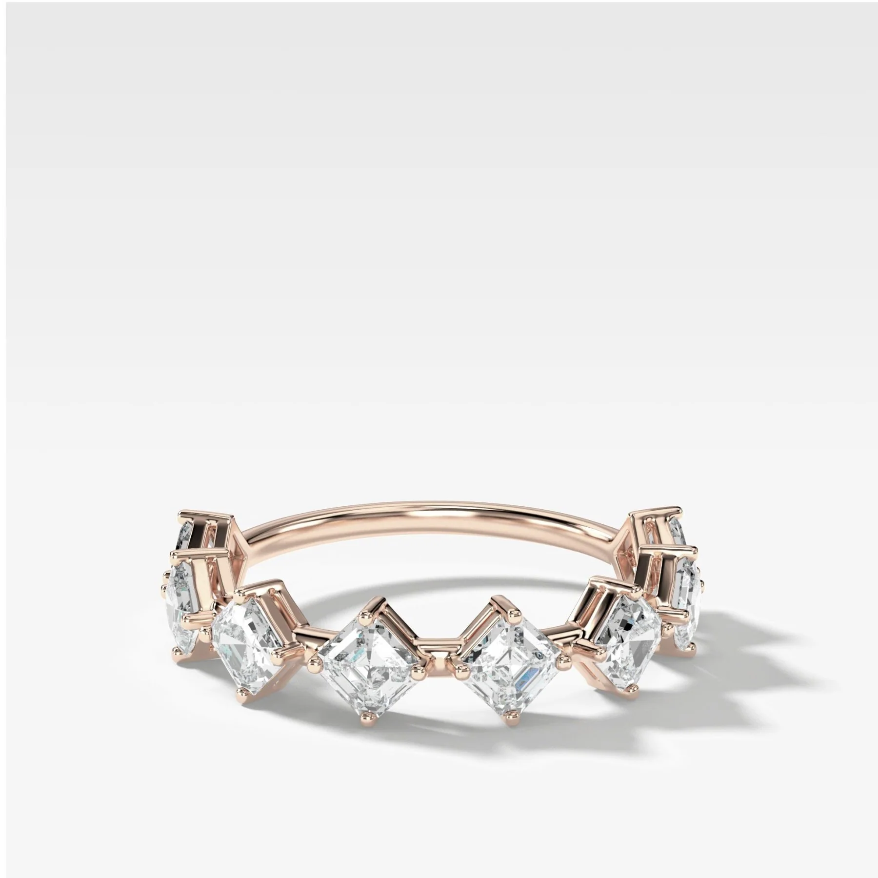 Spaced Asscher Cut Diamond Wedding Band - Image 4