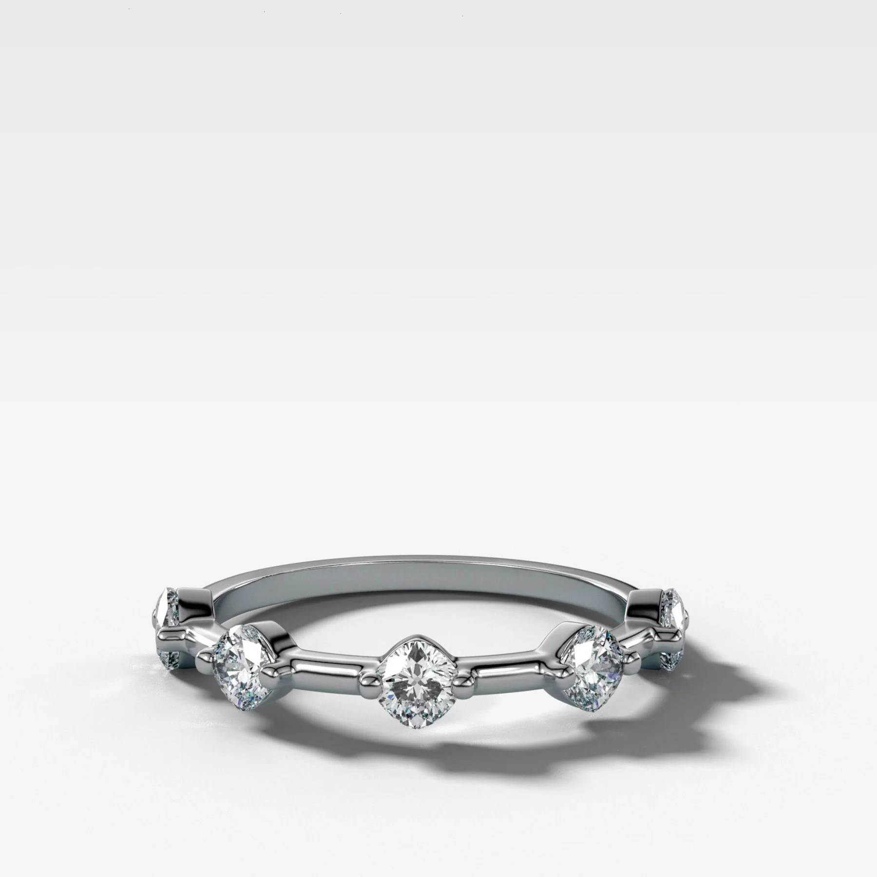 Spaced Compass Wedding Band with Five Cushion Cuts - Image 2