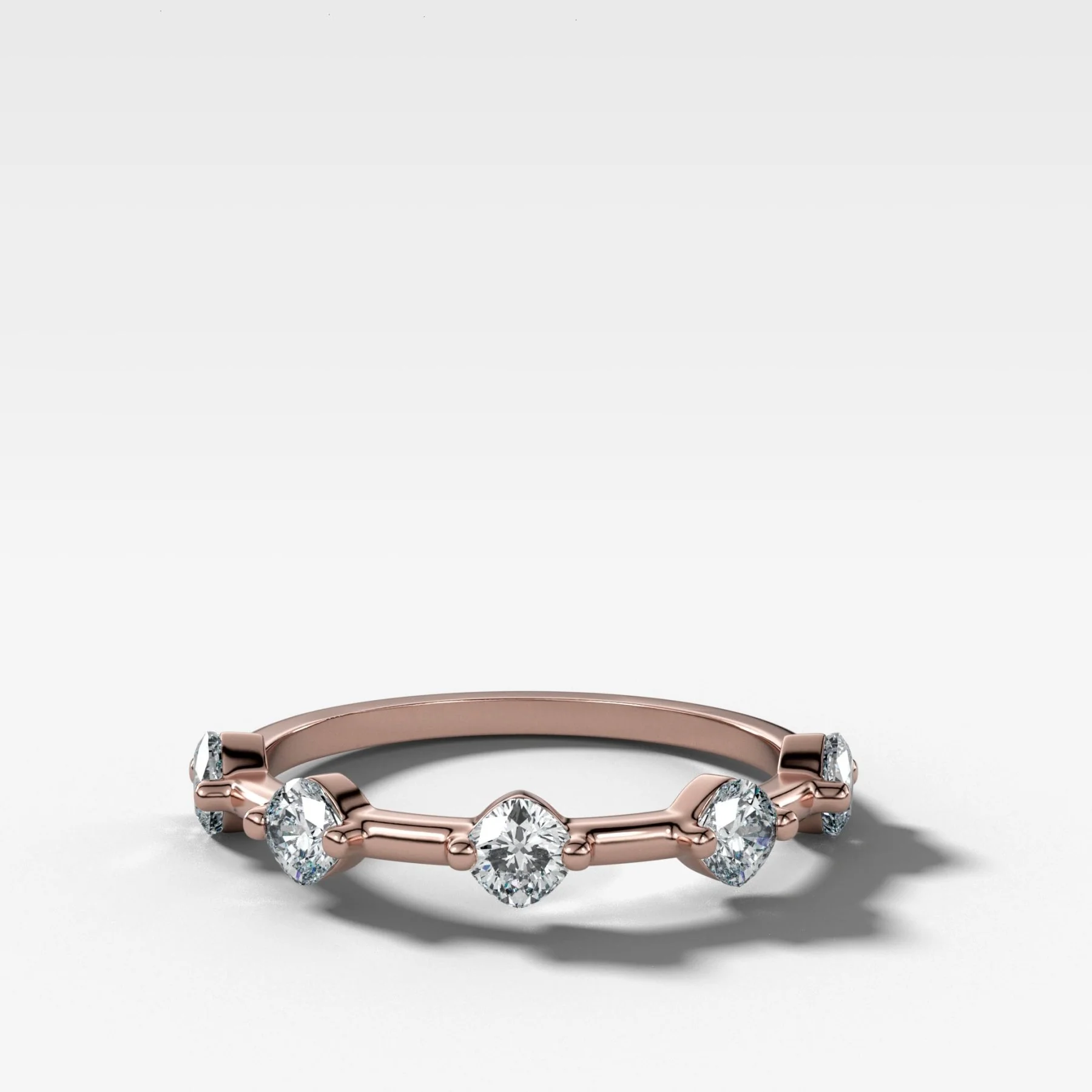 Spaced Compass Wedding Band with Five Cushion Cuts - Image 3