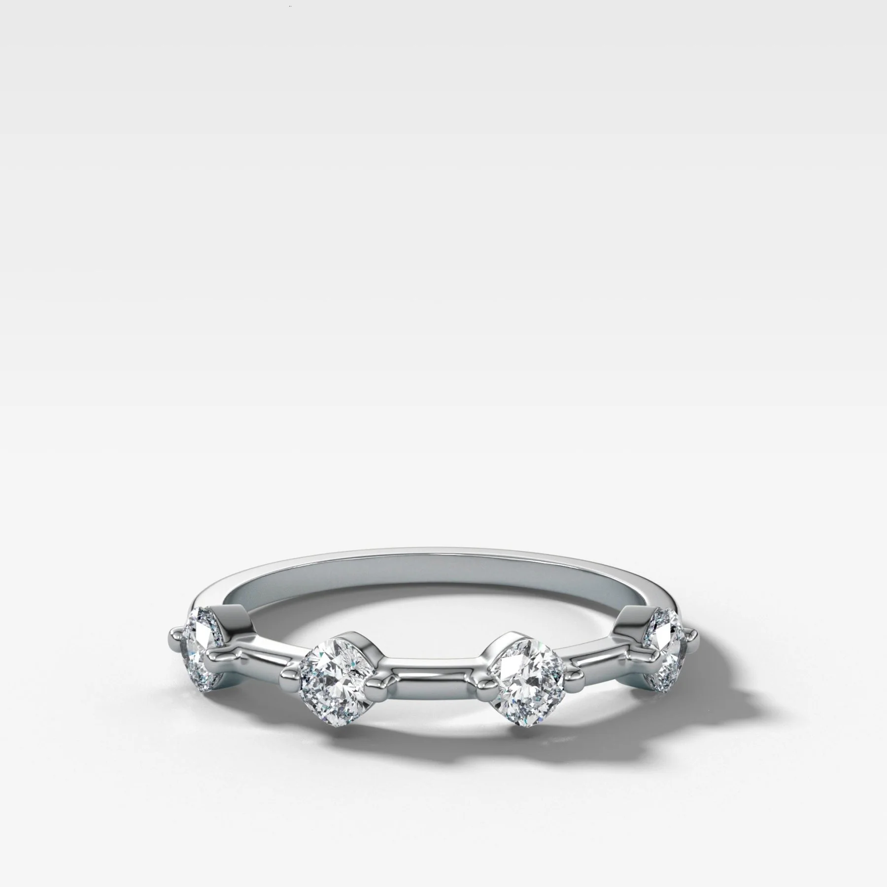Spaced Compass Wedding Band with Four Cushion Cuts - Image 3