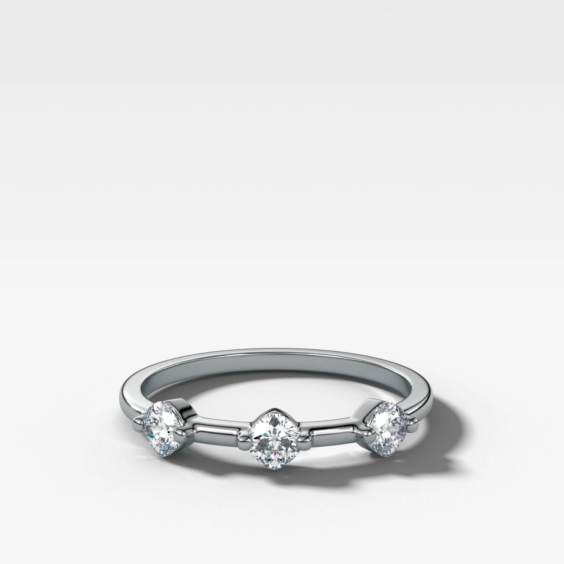 Spaced Compass Wedding Band with Three Cushion Cuts - Image 2