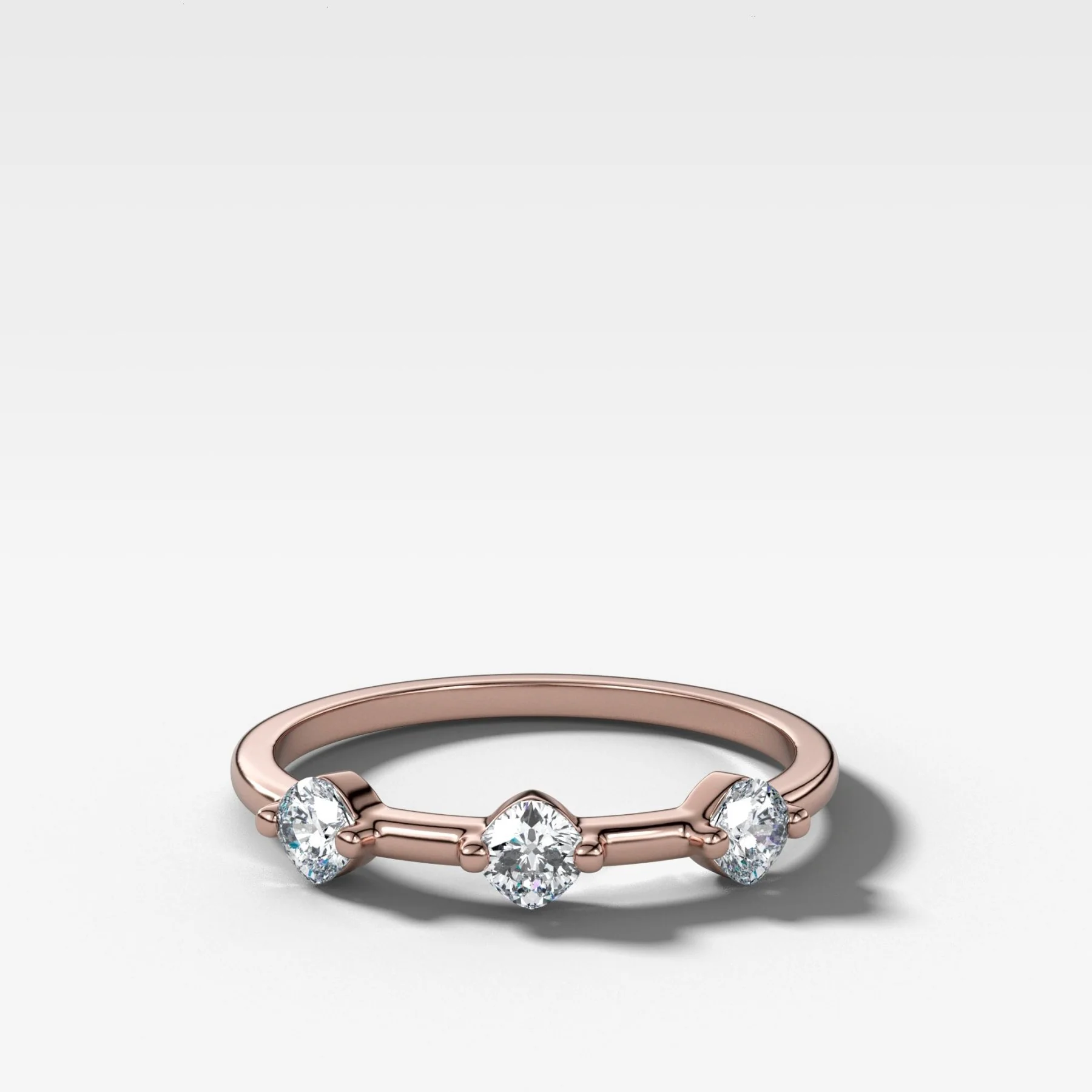 Spaced Compass Wedding Band with Three Cushion Cuts - Image 3