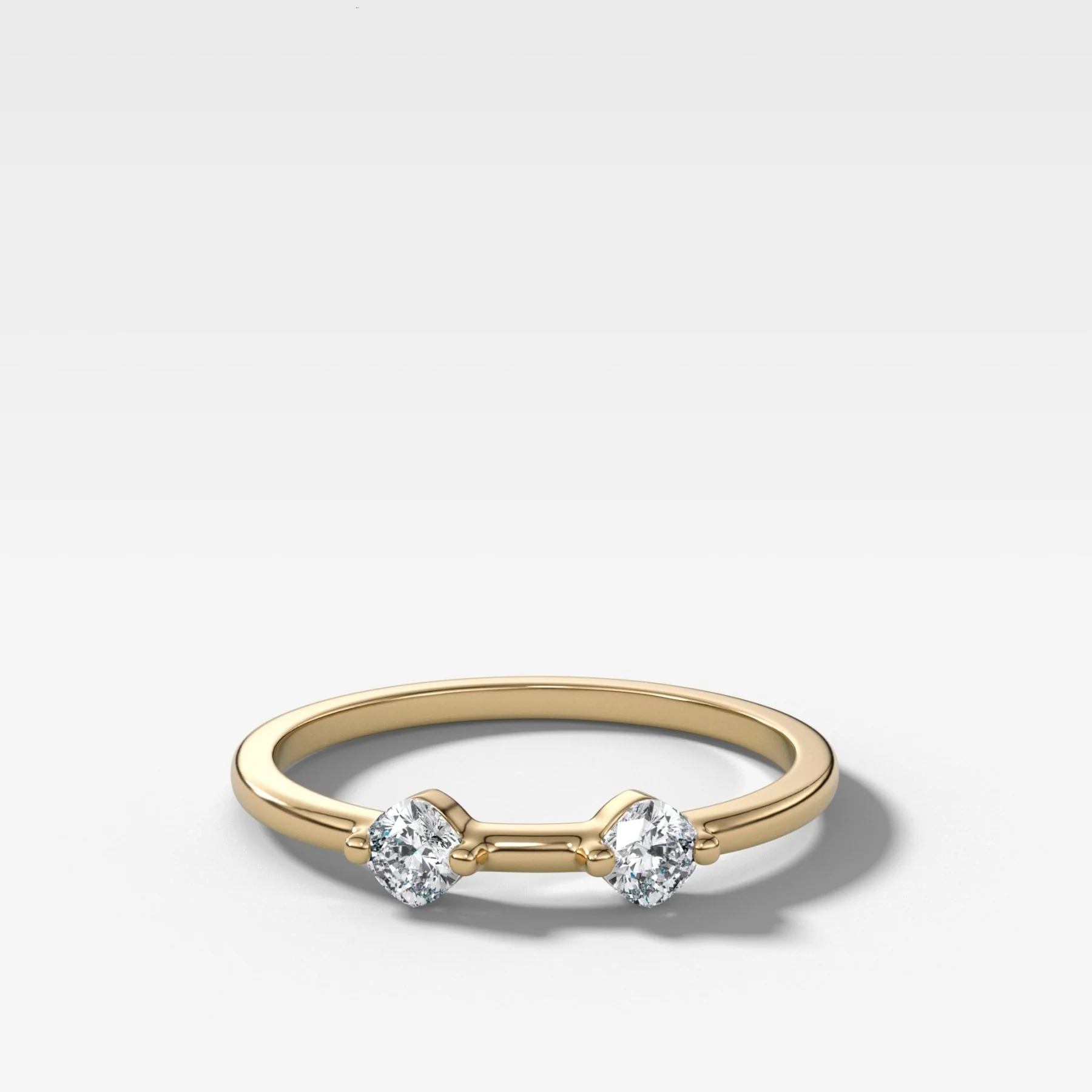 Spaced Compass Wedding Band with Two Cushion Cuts