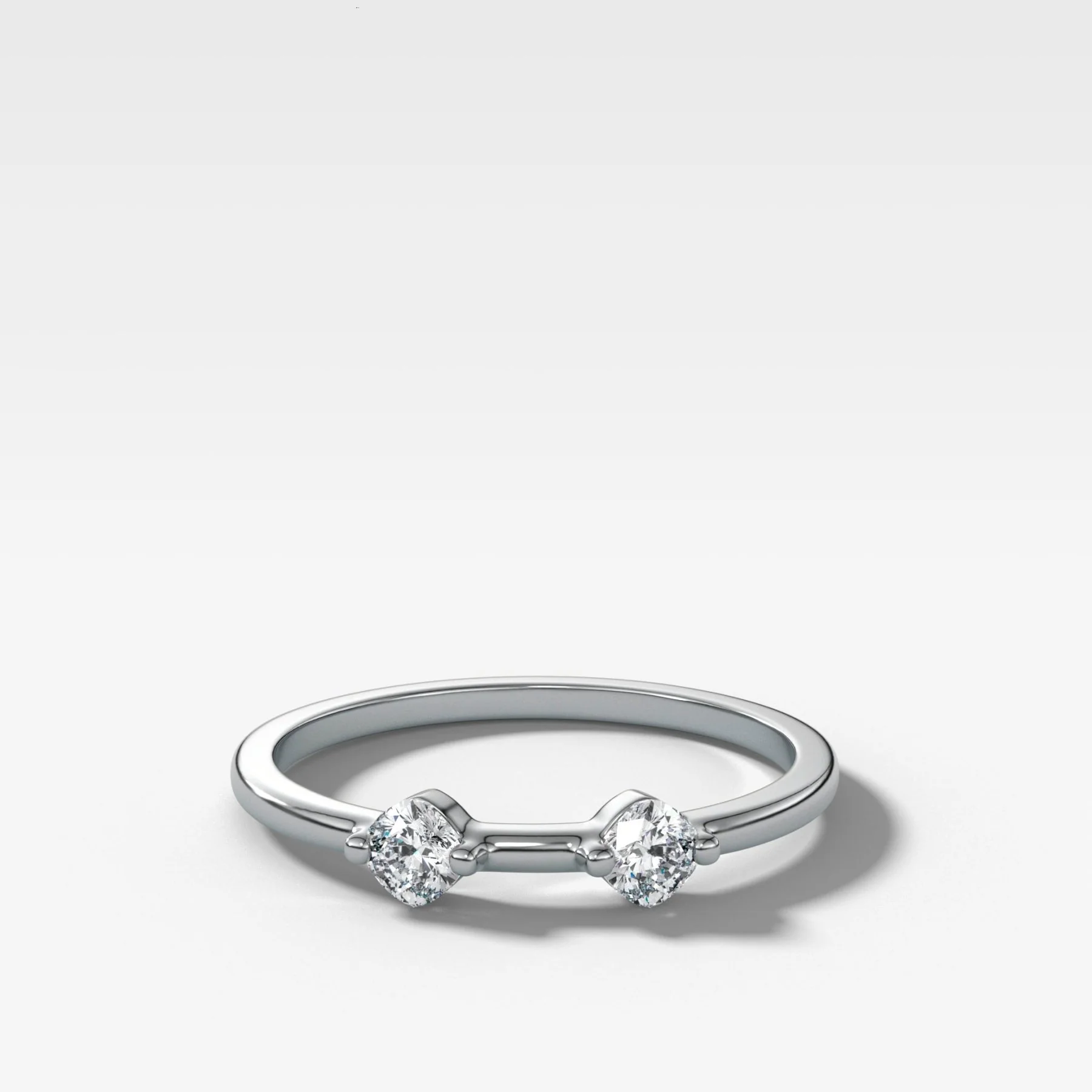 Spaced Compass Wedding Band with Two Cushion Cuts - Image 3