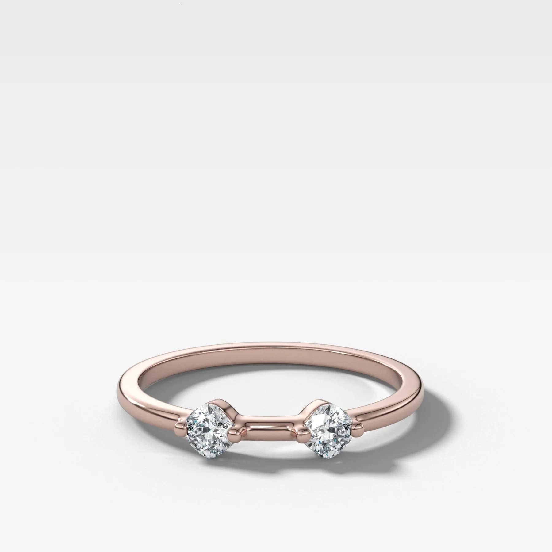 Spaced Compass Wedding Band with Two Cushion Cuts - Image 4