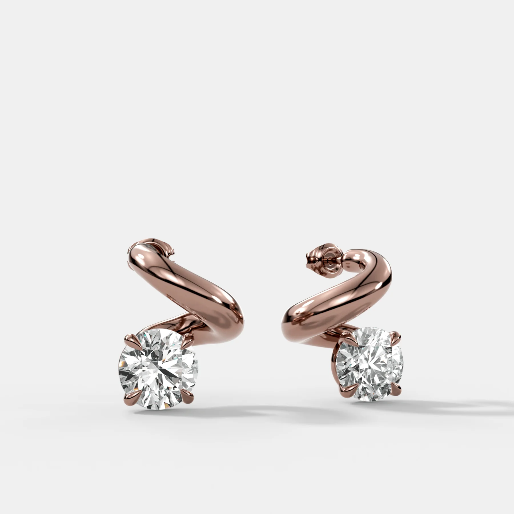 Spiral Studs with Round Cut Diamond - Image 3