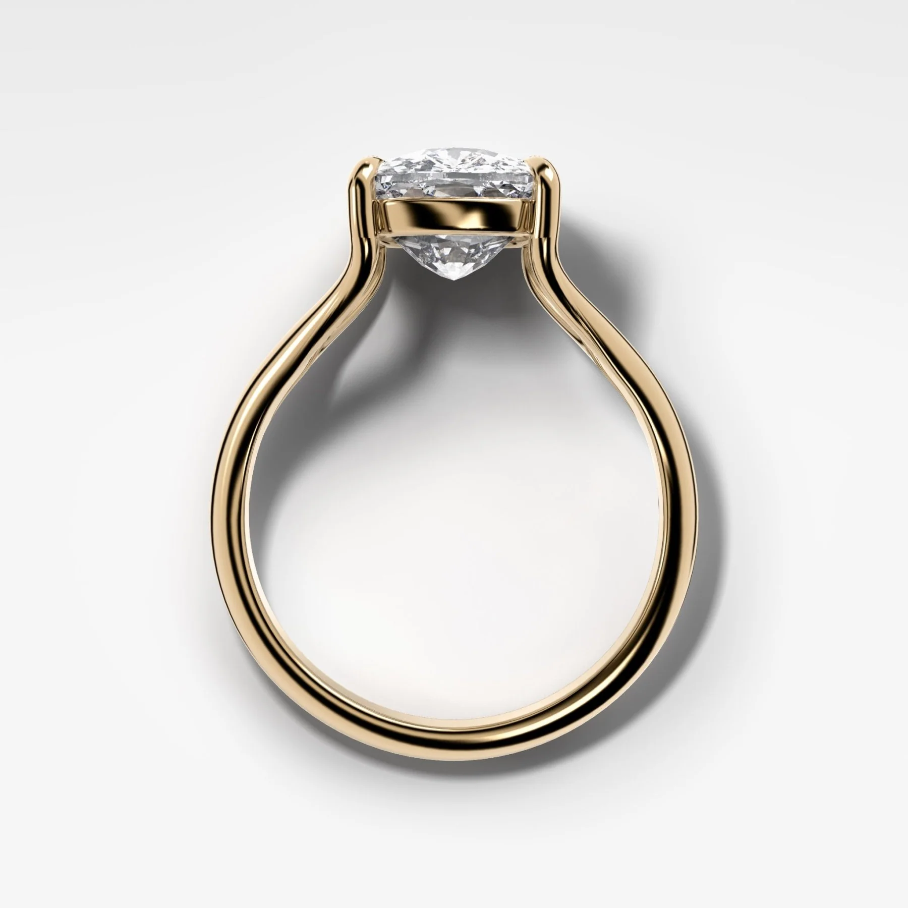 Split Shank Solitaire Engagement Ring with Elongated Cushion Cut Diamond - Image 2
