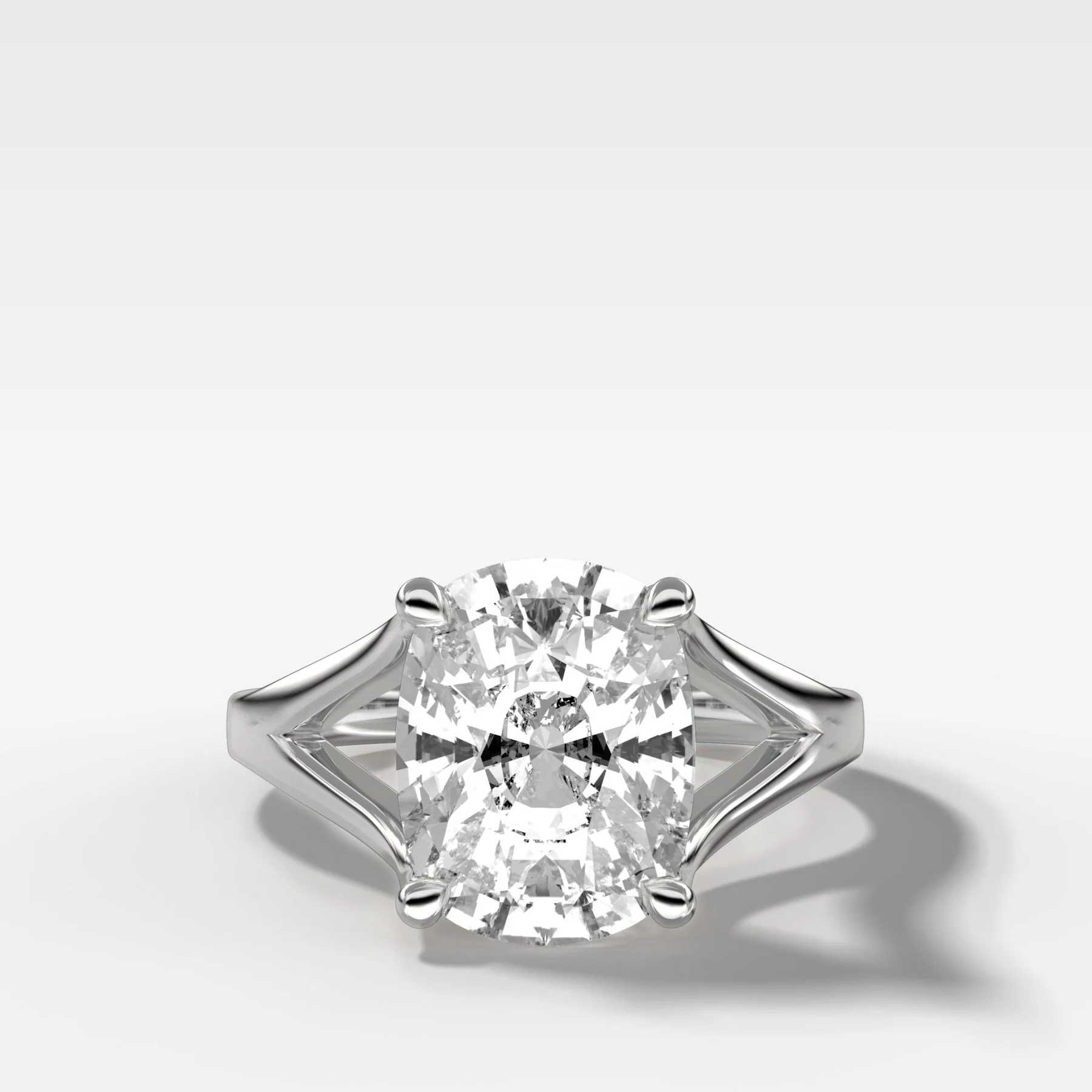 Split Shank Solitaire Engagement Ring with Elongated Cushion Cut Diamond - Image 5