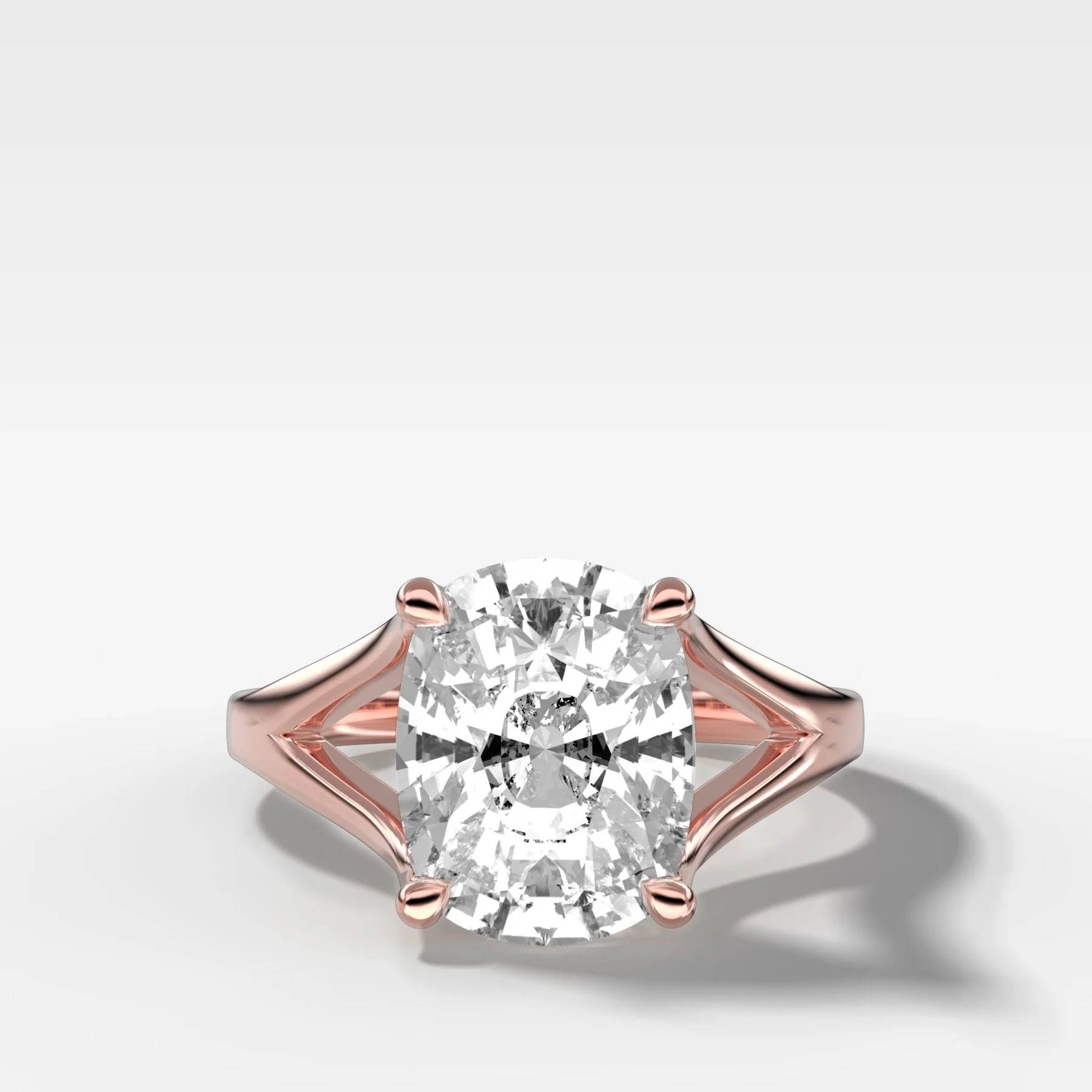 Split Shank Solitaire Engagement Ring with Elongated Cushion Cut Diamond - Image 6