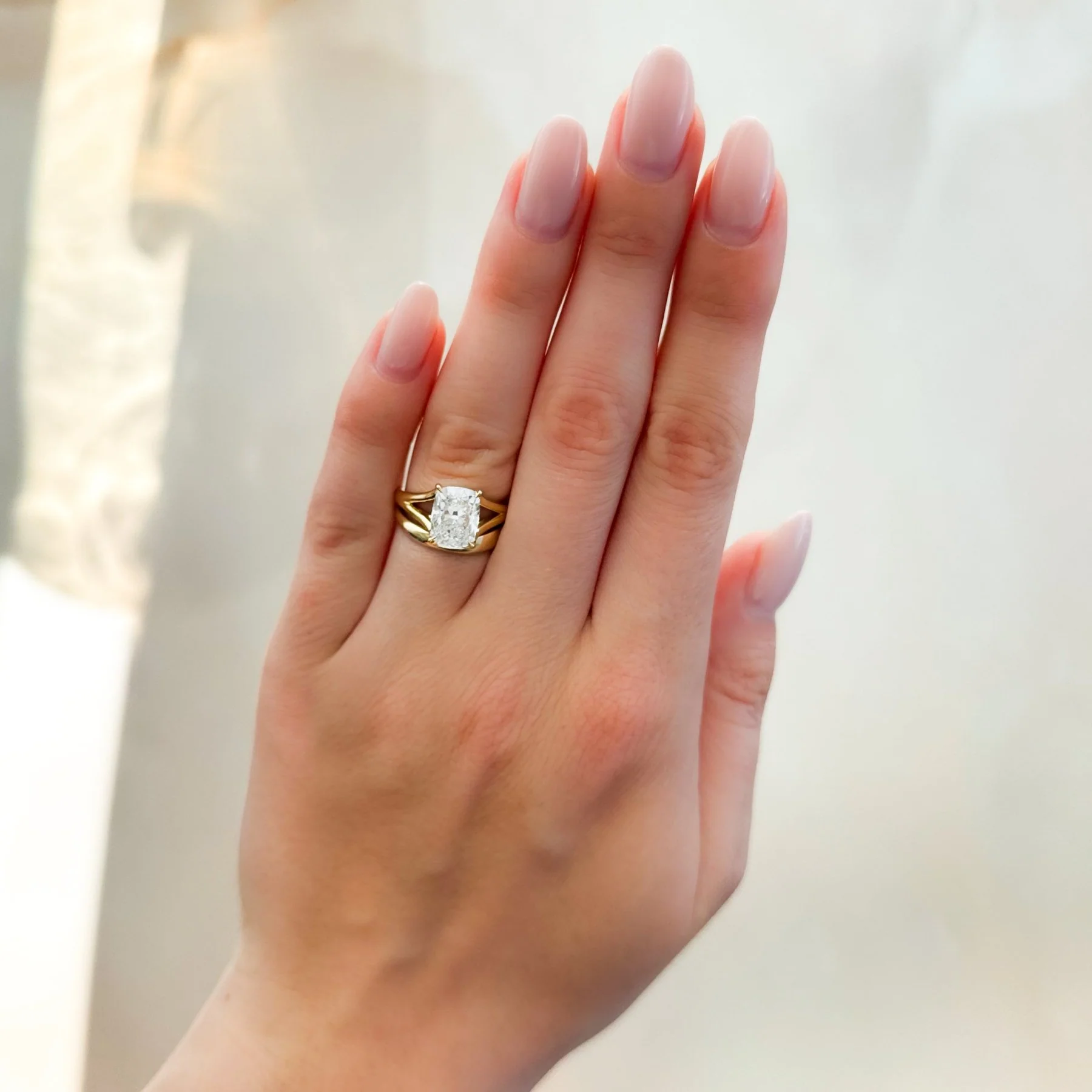 Split Shank Solitaire Engagement Ring with Elongated Cushion Cut Diamond - Image 7