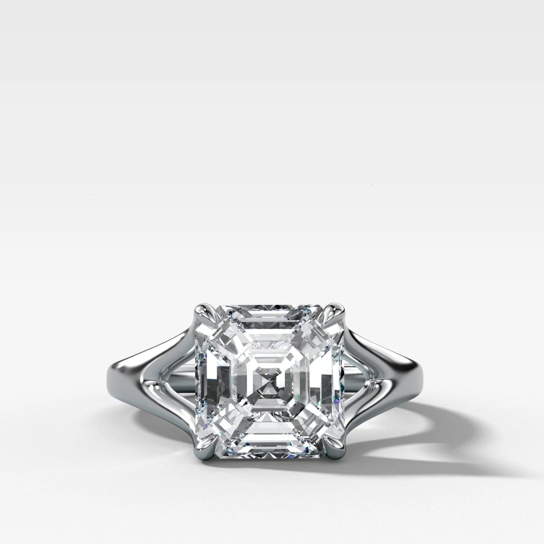 Split Shank Solitaire Engagement Ring with Asscher Cut Diamond - Image 3