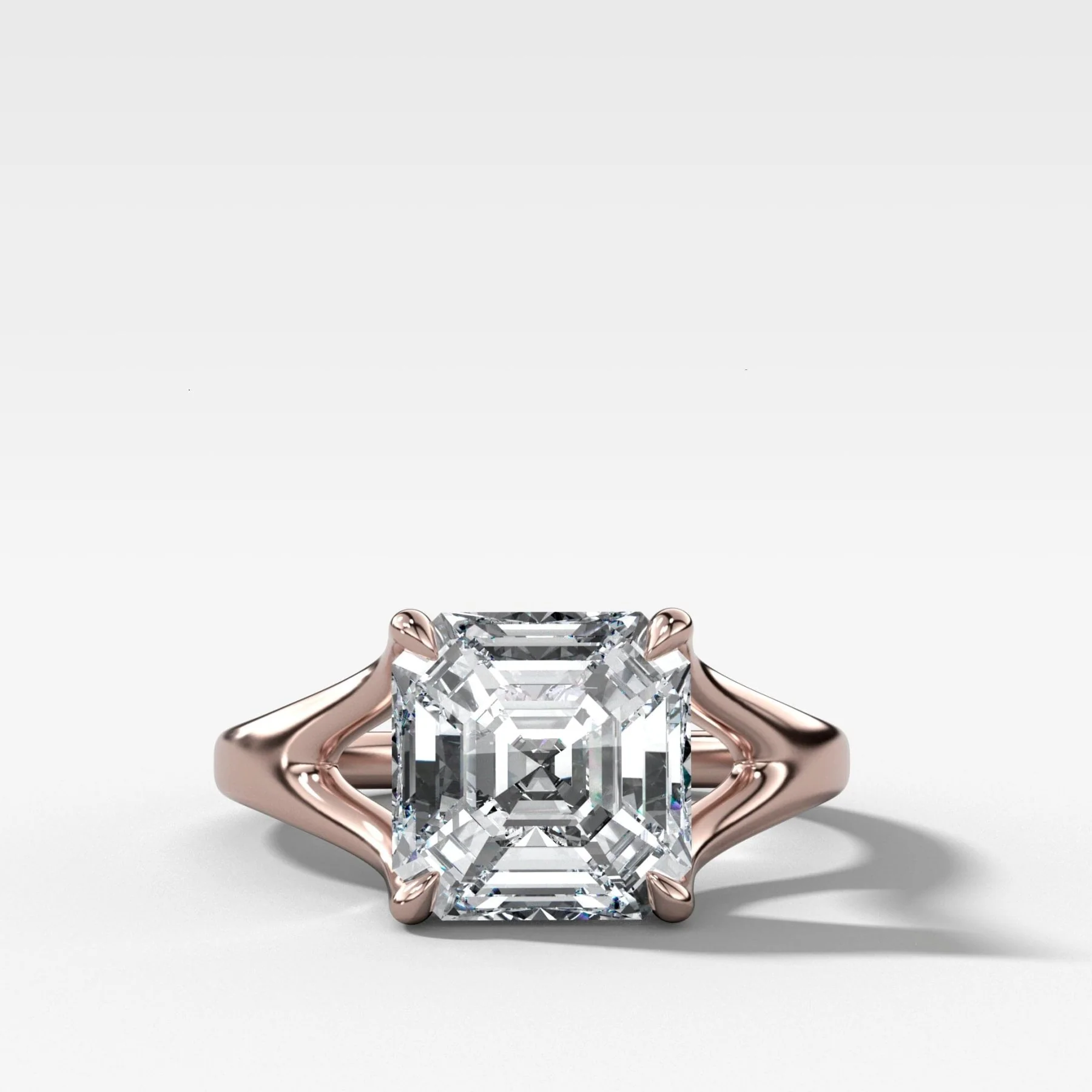 Split Shank Solitaire Engagement Ring with Asscher Cut Diamond - Image 4