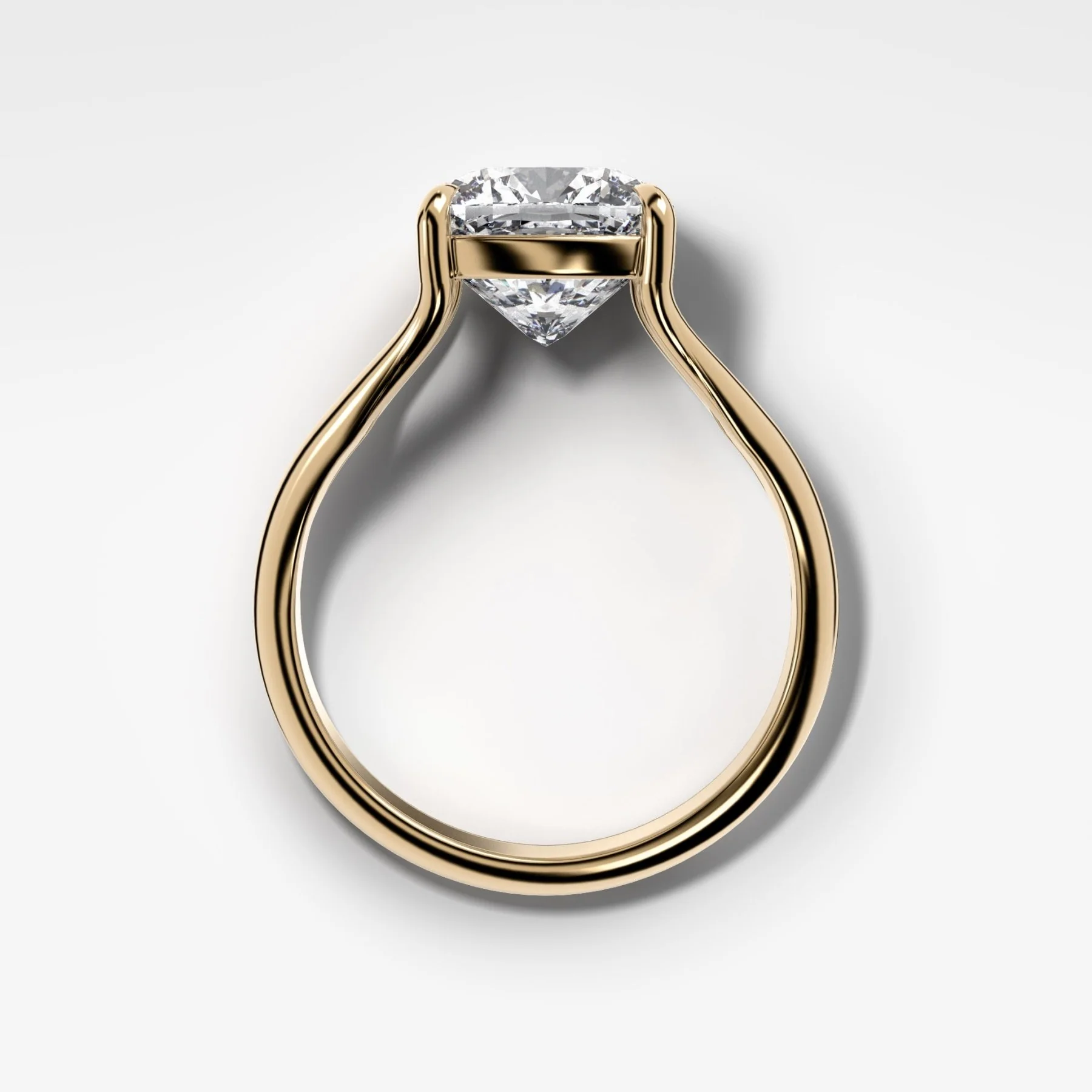 Split Shank Solitaire Engagement Ring with Cushion Cut Diamond - Image 2