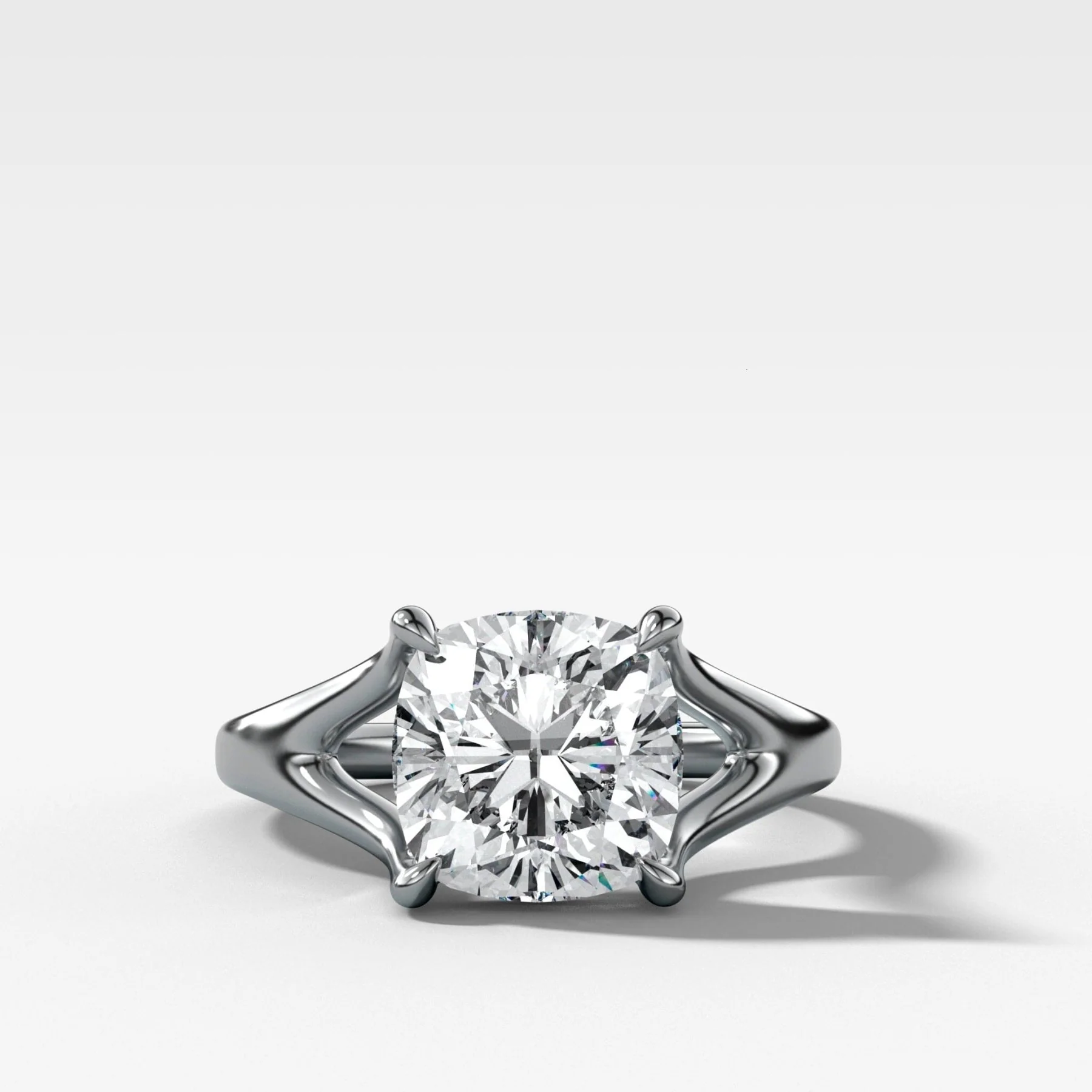 Split Shank Solitaire Engagement Ring with Cushion Cut Diamond - Image 3