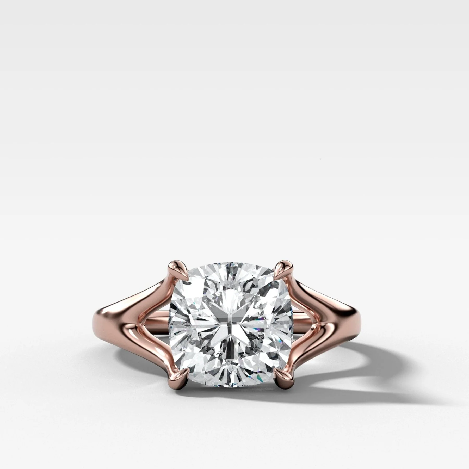 Split Shank Solitaire Engagement Ring with Cushion Cut Diamond - Image 4