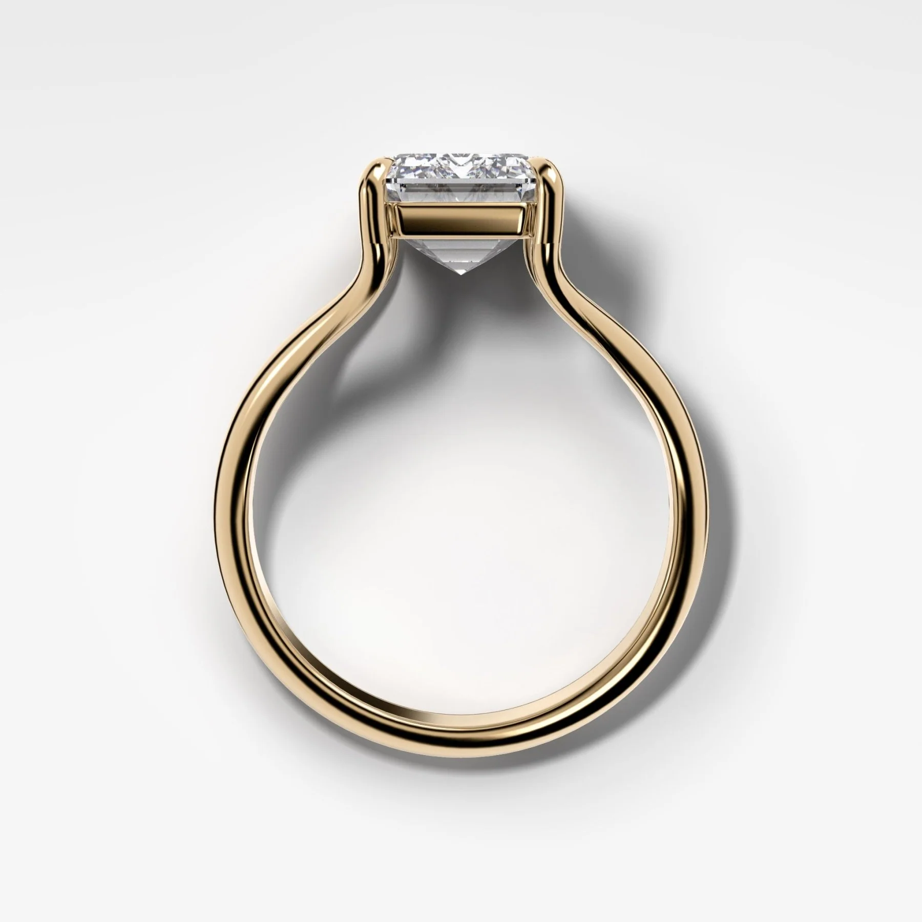 Split Shank Solitaire Engagement Ring with Emerald Cut Diamond - Image 2