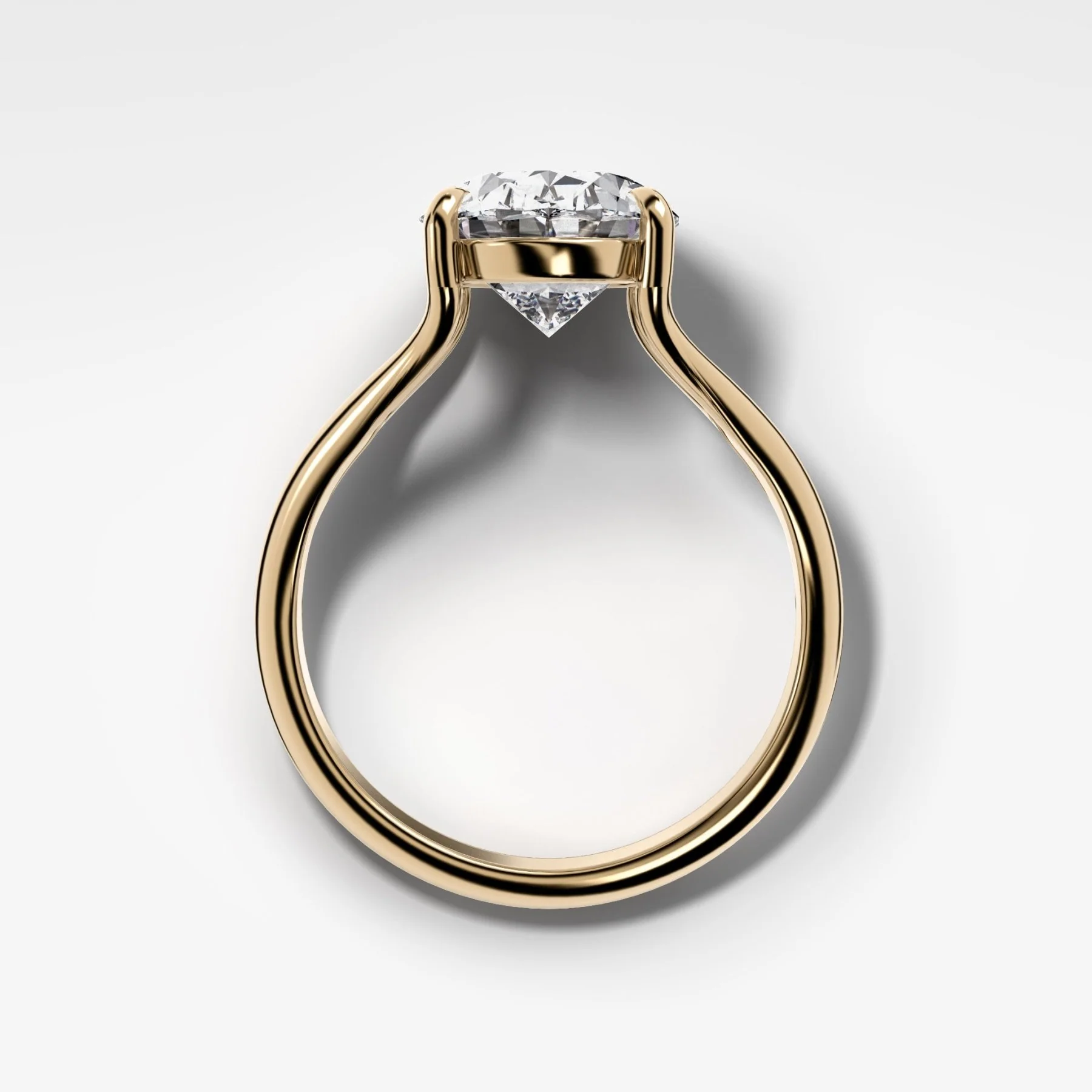 Split Shank Solitaire Engagement Ring with Oval Cut Diamond - Image 2