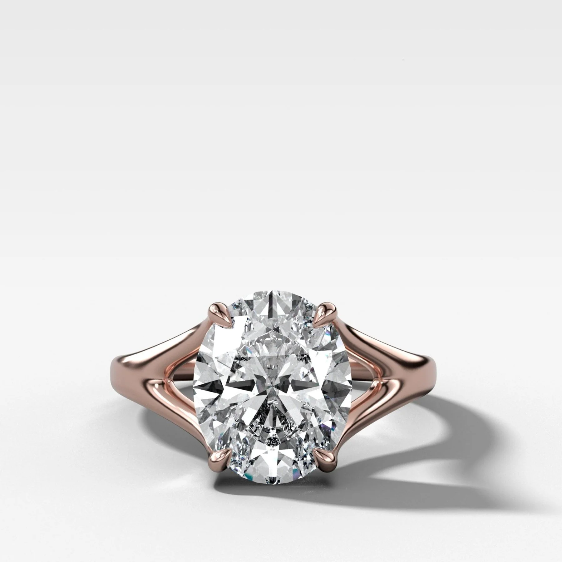 Split Shank Solitaire Engagement Ring with Oval Cut Diamond - Image 4