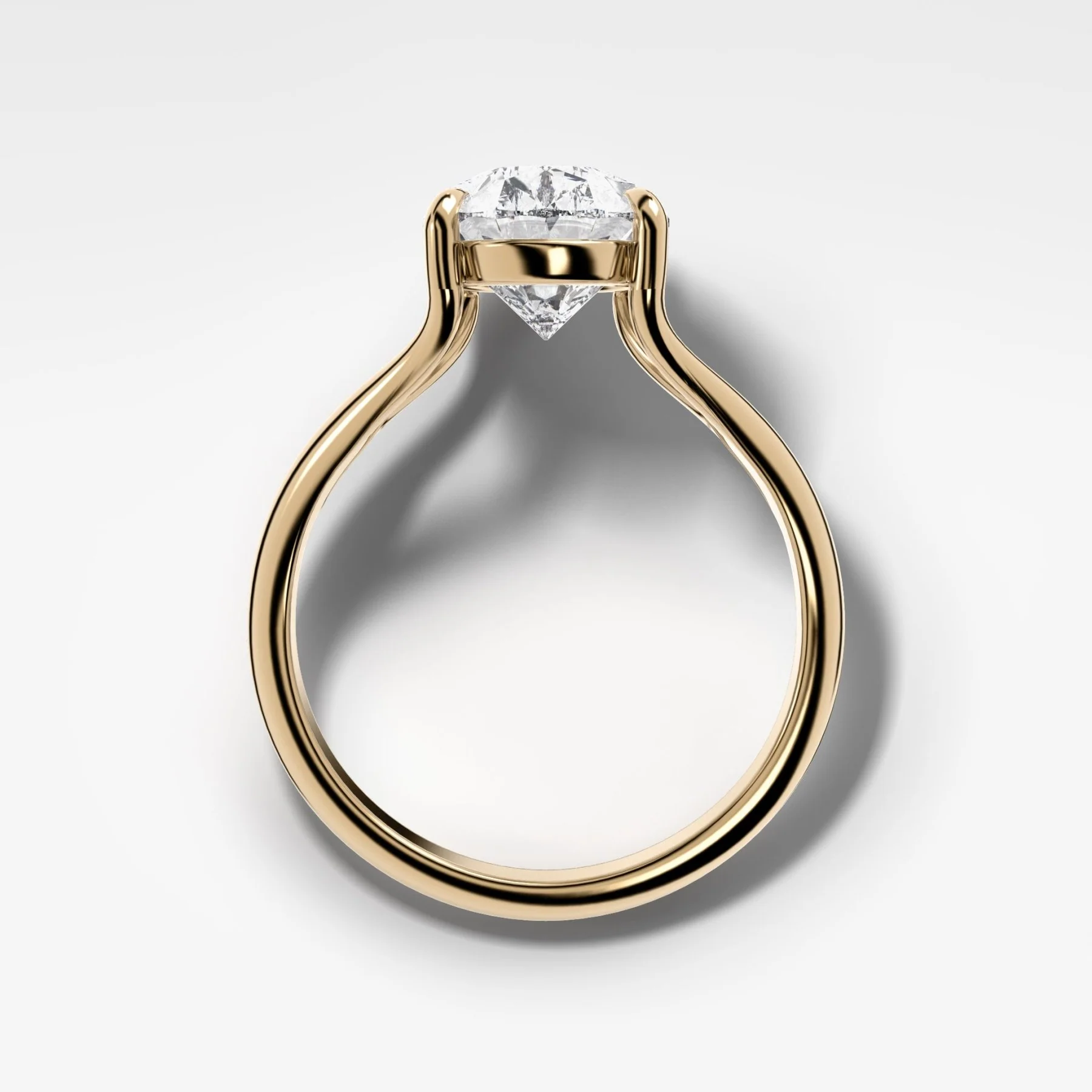 Split Shank Solitaire Engagement Ring with Pear Cut Diamond - Image 2
