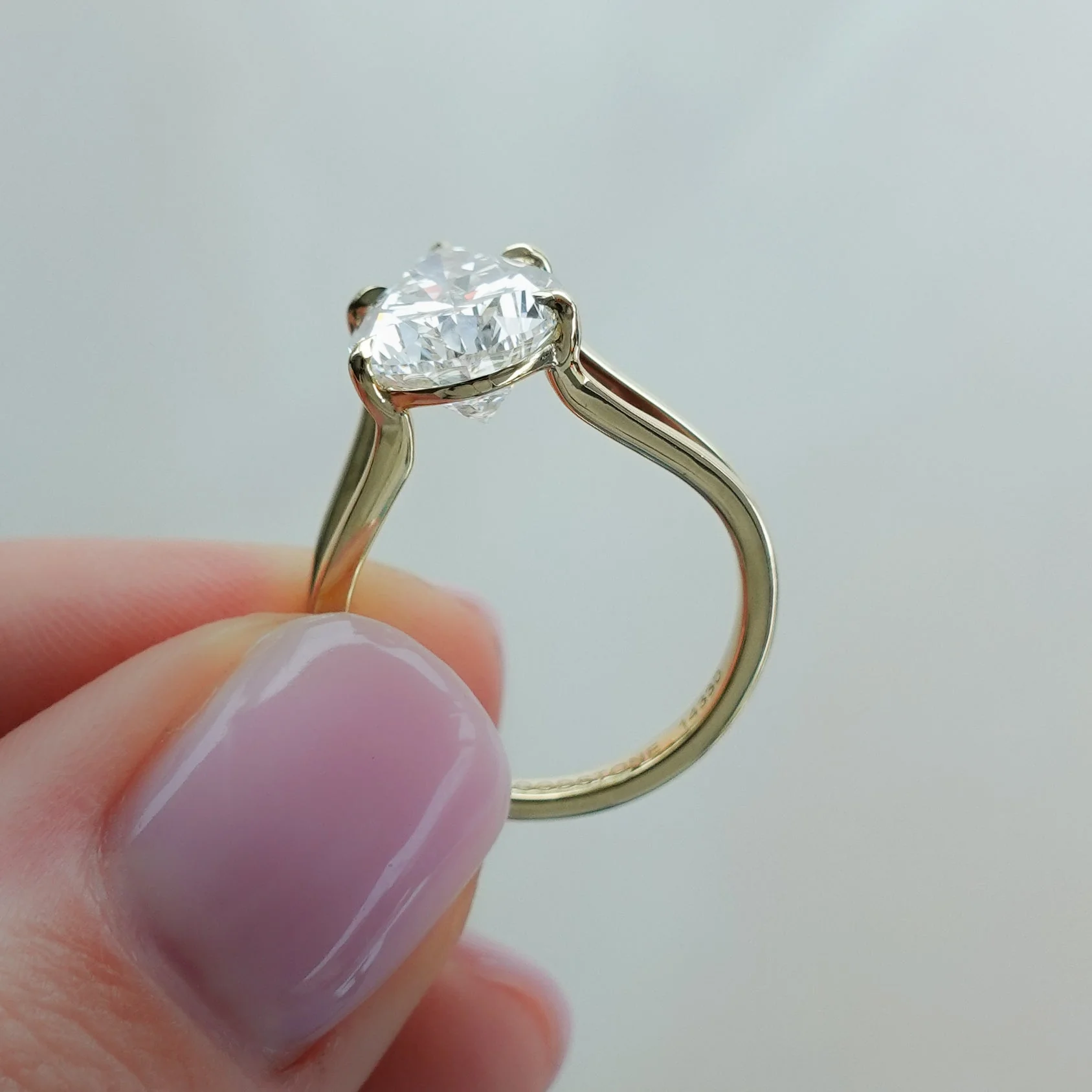 Split Shank Solitaire Engagement Ring with Pear Cut Diamond - Image 4