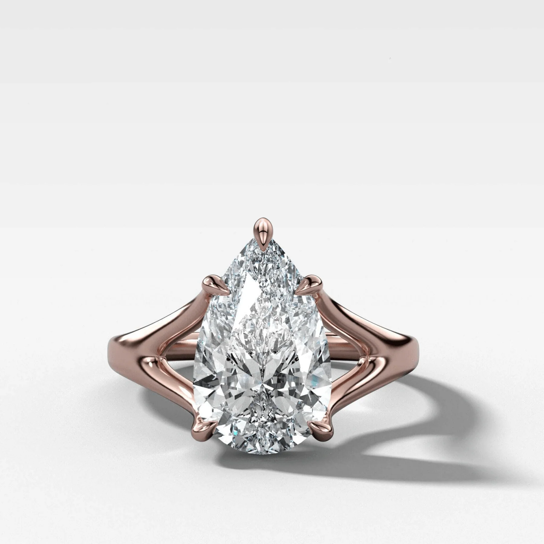 Split Shank Solitaire Engagement Ring with Pear Cut Diamond - Image 6