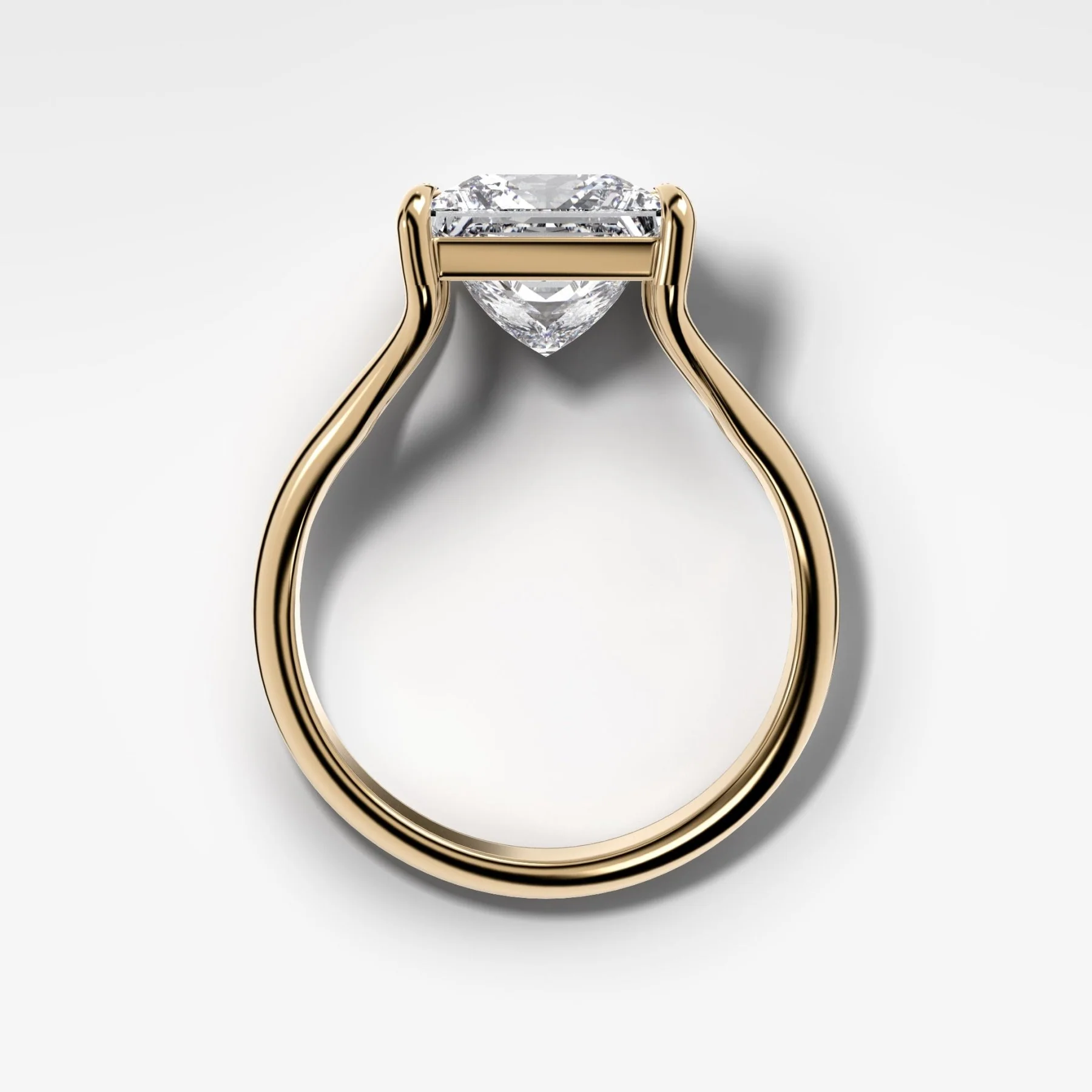 Split Shank Solitaire Engagement Ring with Princess Cut Diamond - Image 2