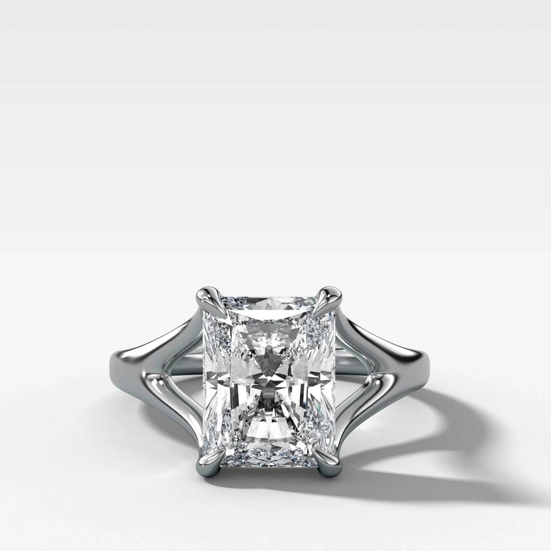 Split Shank Solitaire Engagement Ring with Elongated Radiant Cut Diamond - Image 4