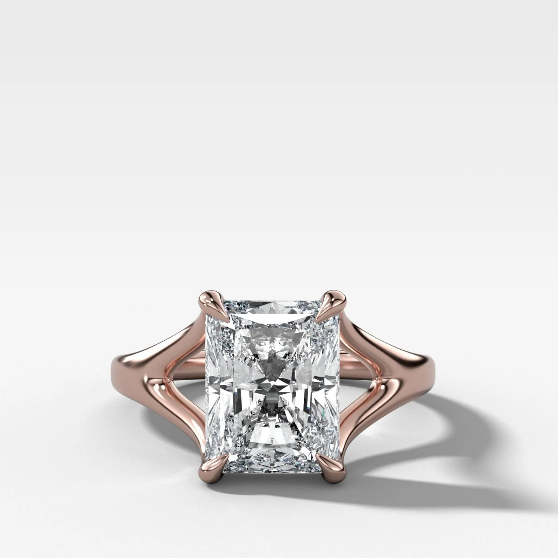 Split Shank Solitaire Engagement Ring with Elongated Radiant Cut Diamond - Image 5